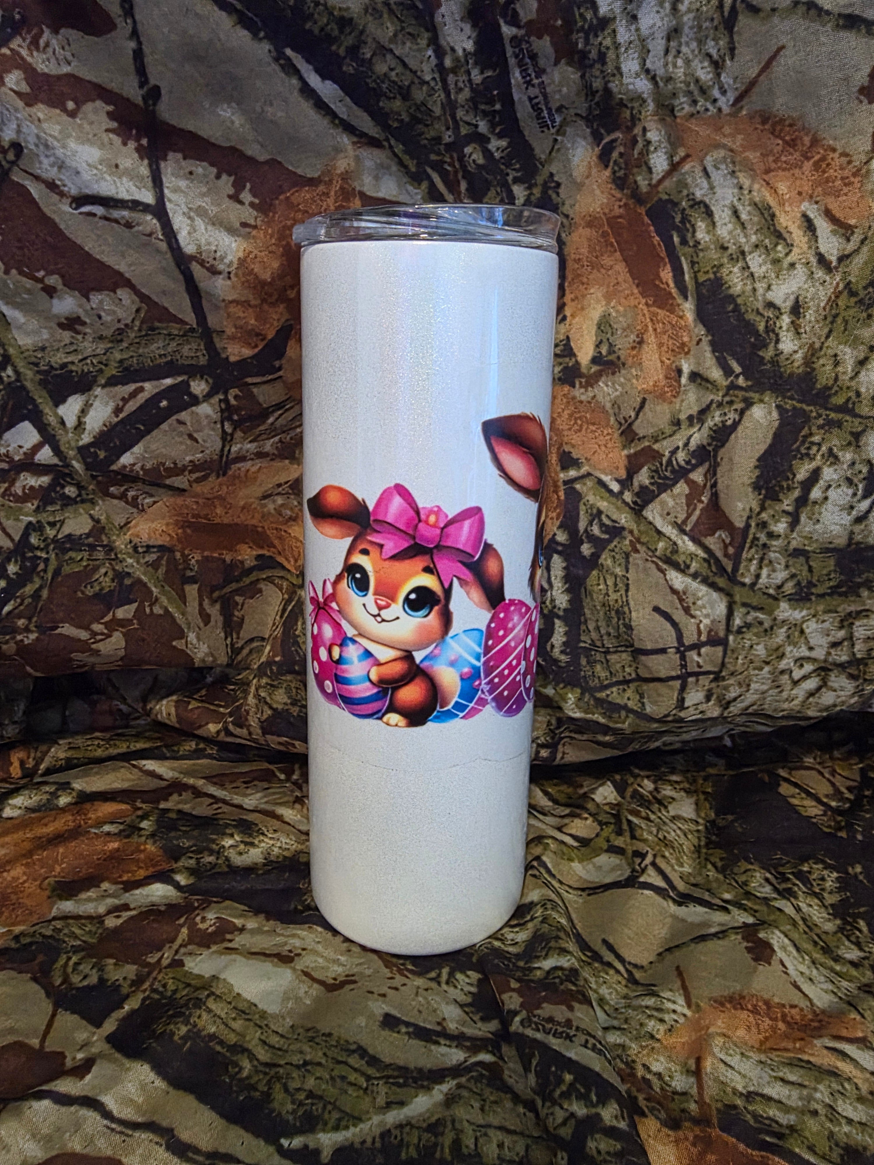 Cute Bunny Easter Tumbler 20oz Skinny Cup