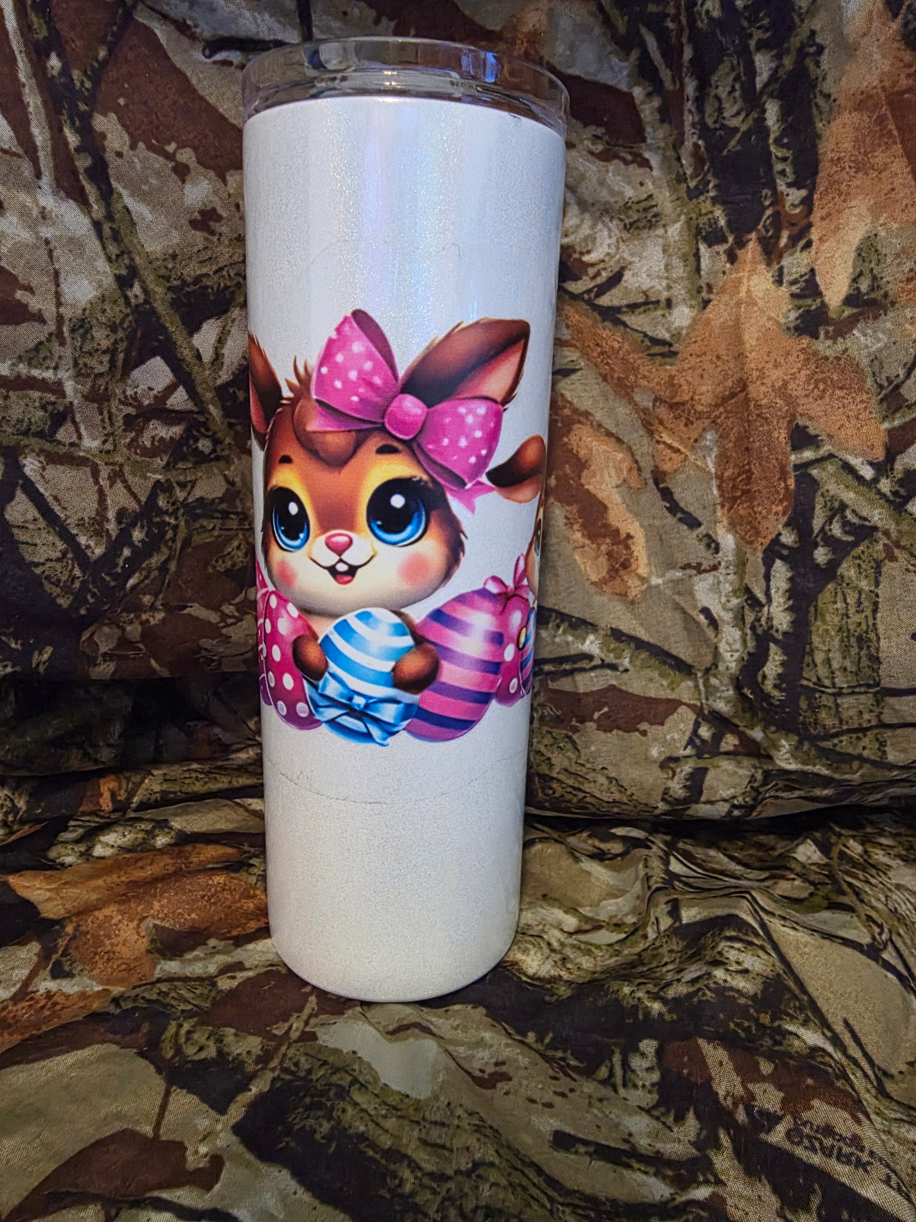 Cute Bunny Easter Tumbler 20oz Skinny Cup
