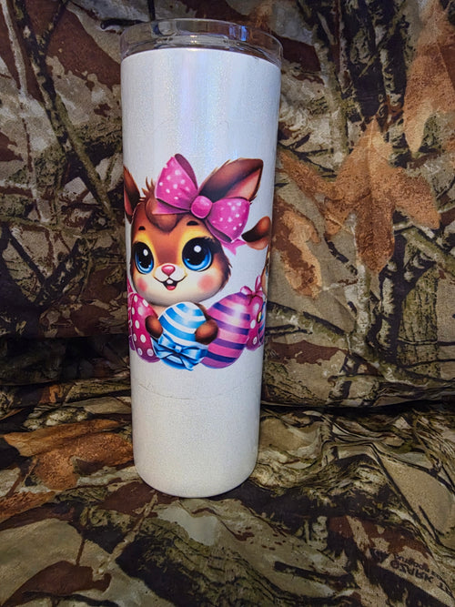 Cute Bunny Easter Tumbler 20oz Skinny Cup