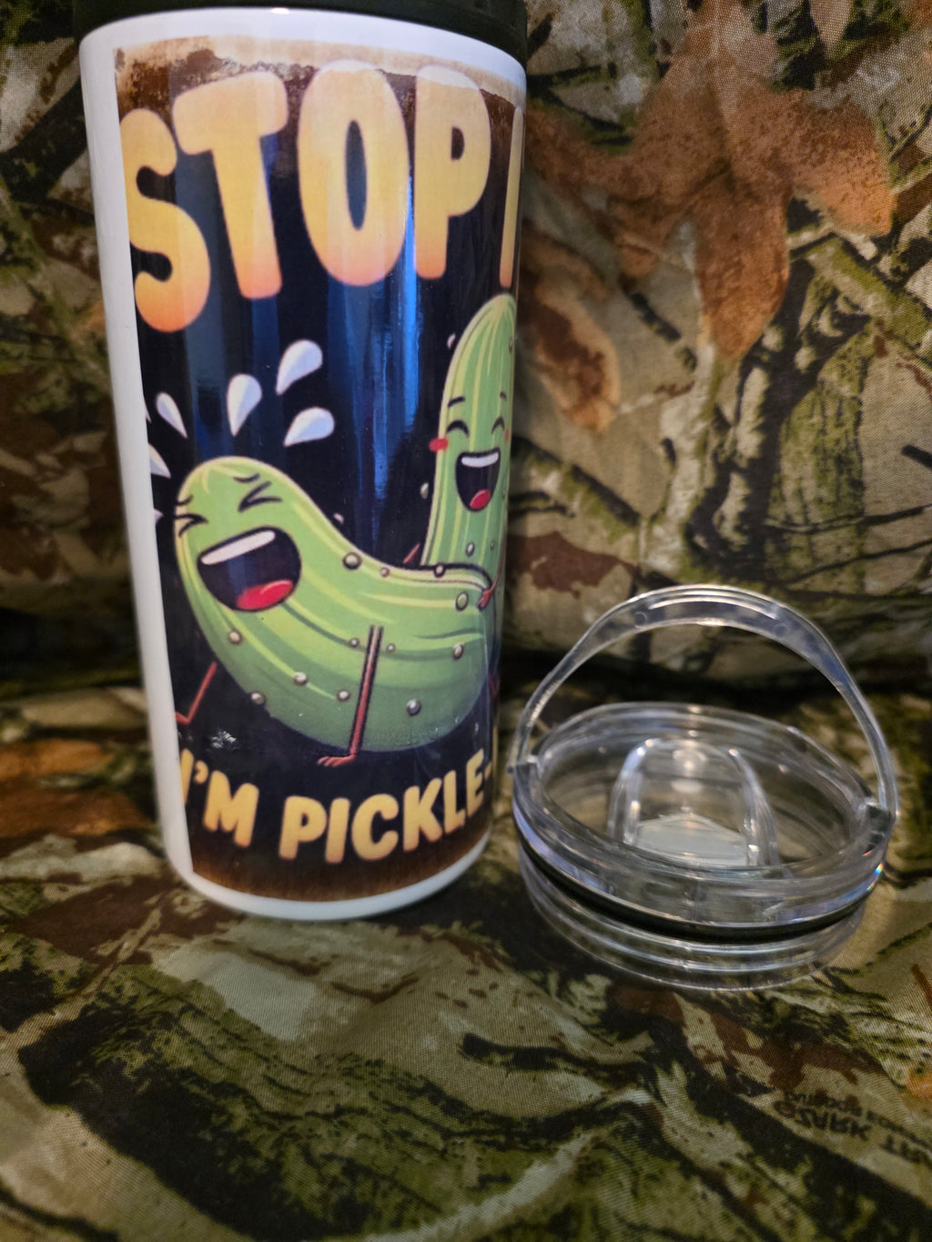 Stop Pickling Me 16 oz Cozy Style Tumbler with Lid Straw & Bottle Opener