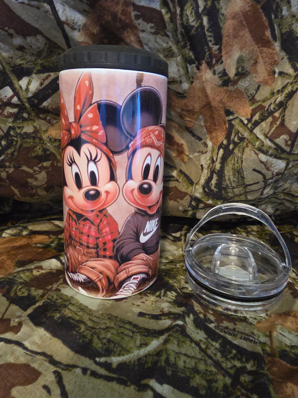 Country Style Mouse Couple 16 oz Cozy Style Tumbler with Lid Straw & Bottle Opener