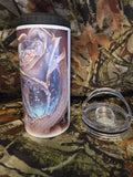 Elegant Rose & Crystal Water Drop 16 oz Stainless Steel Tumbler with Lid Straw & Bottle Opener