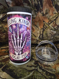 Feeling Kinda IDGAF-ish 16 oz Gothic Floral Skeleton Hand Tumbler with Lid Straw & Bottle Opener