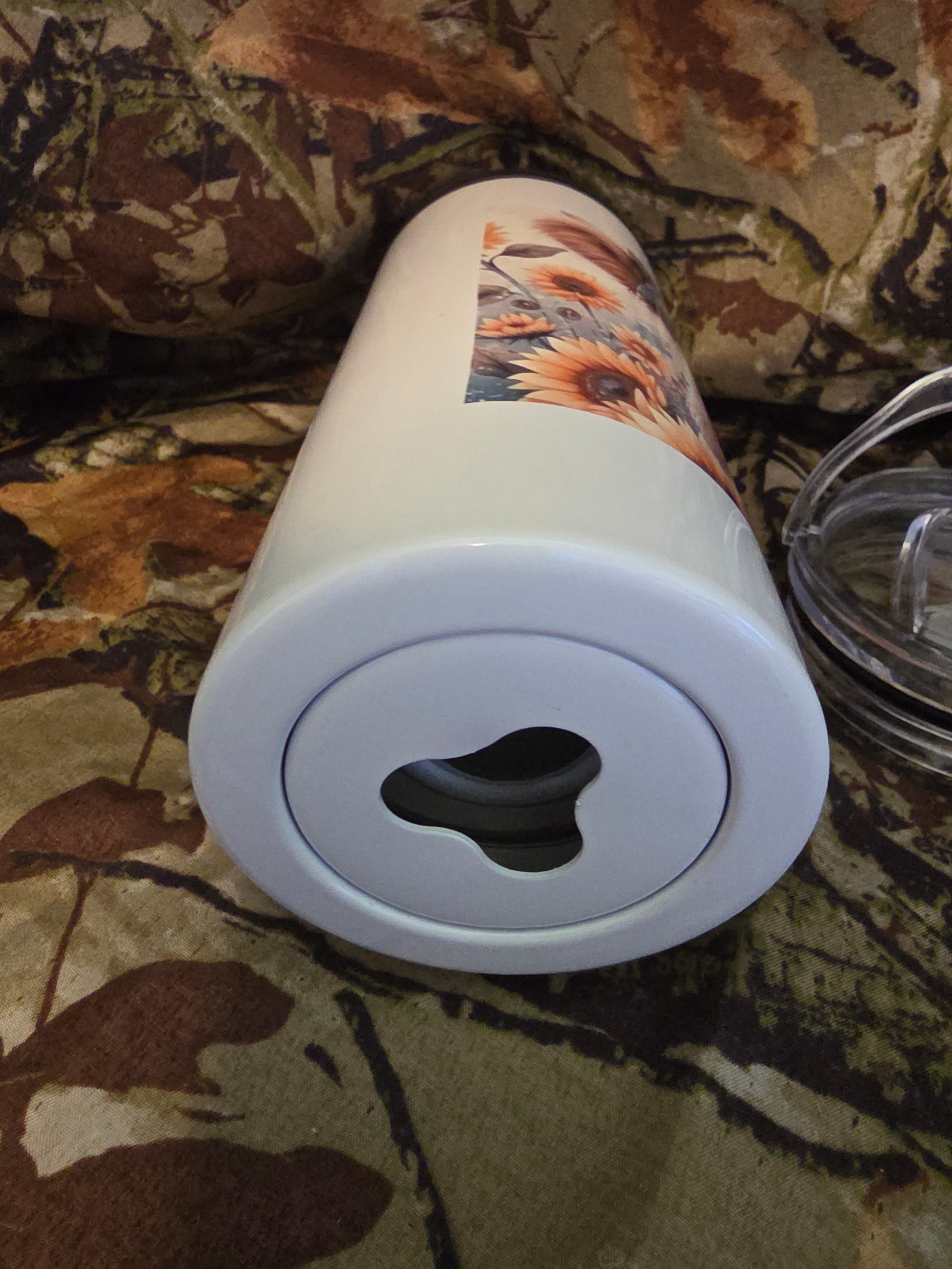 Sunflower Highland Cow 16 oz Stainless Steel Tumbler with Lid Straw & Bottle Opener