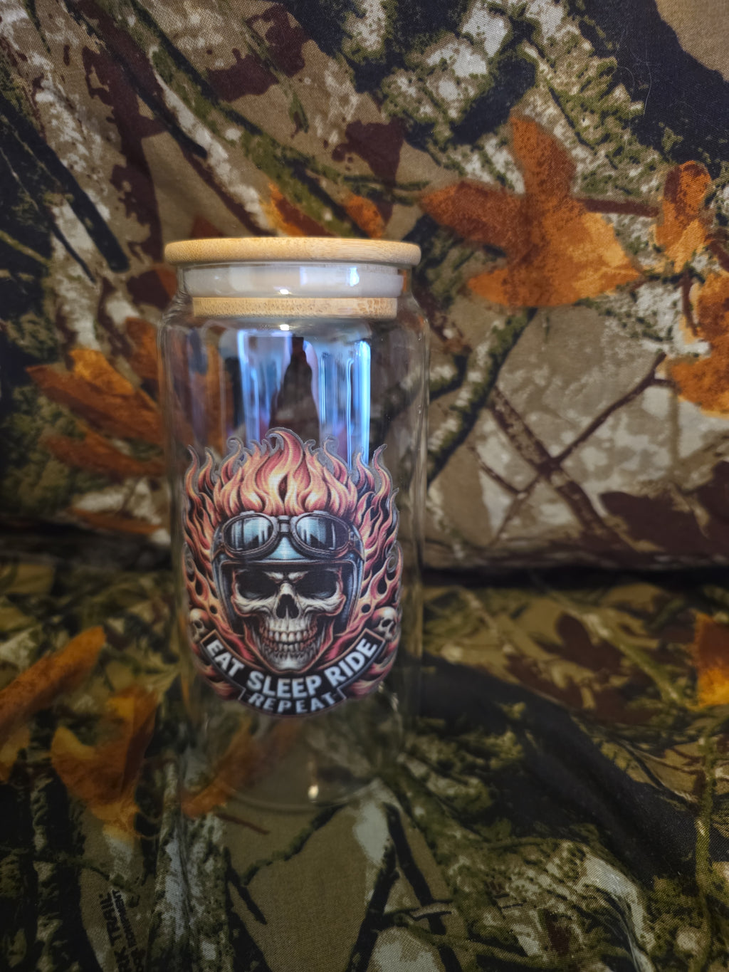 Eat Sleep Ride Glass Tumbler