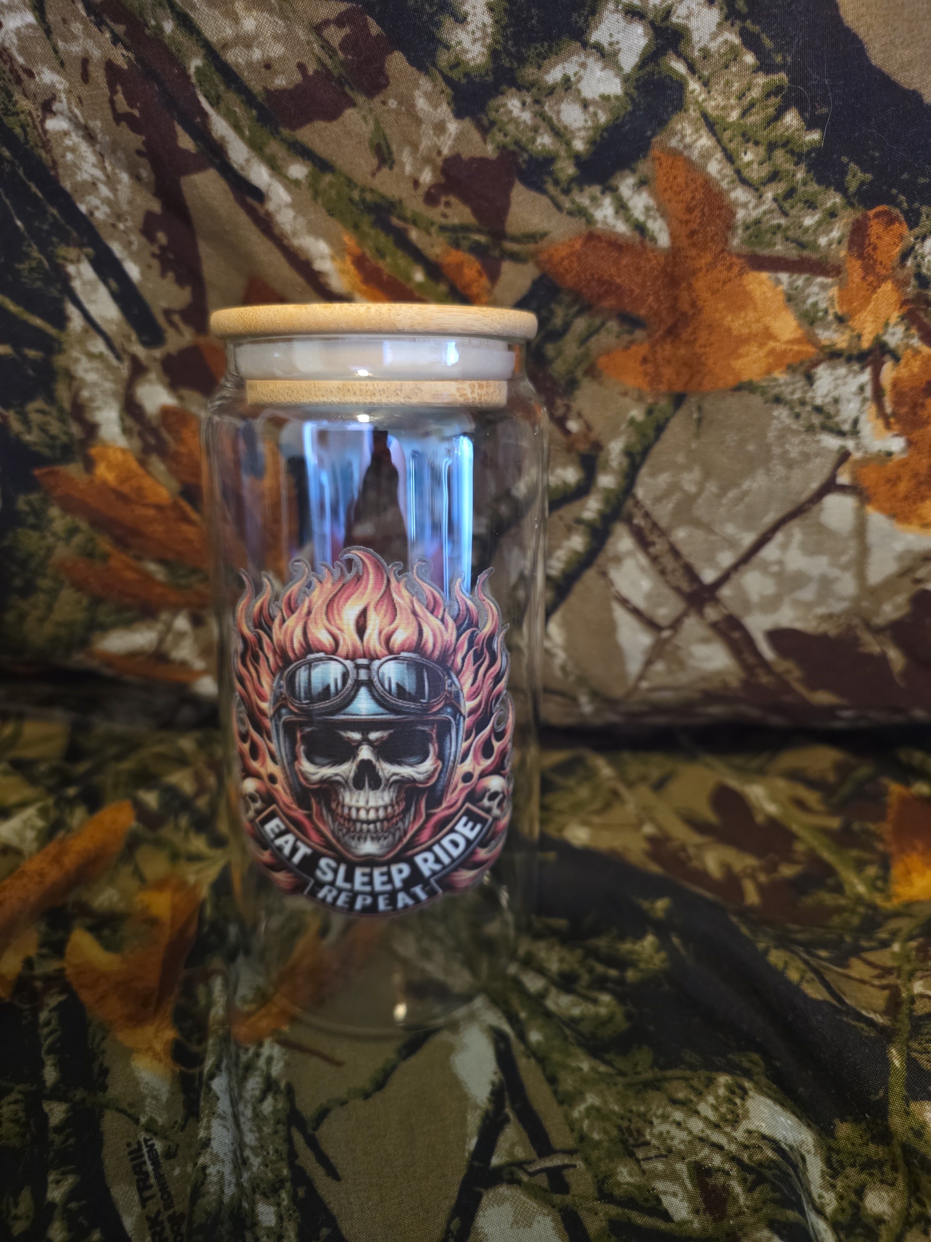 Eat Sleep Ride Glass Tumbler