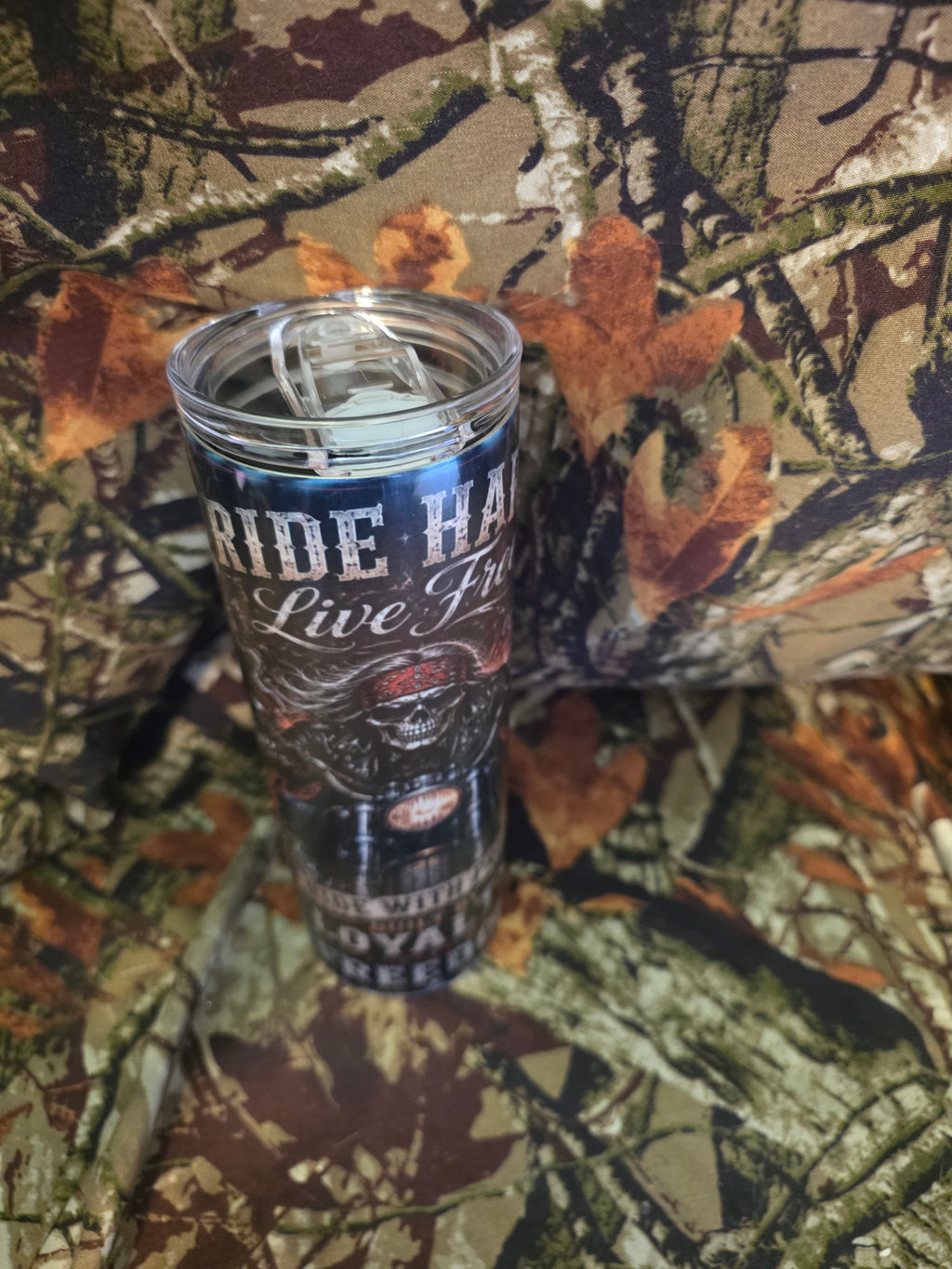 20 oz Stainless Steel Biker Skull Tumbler – Ride Hard Live Free
