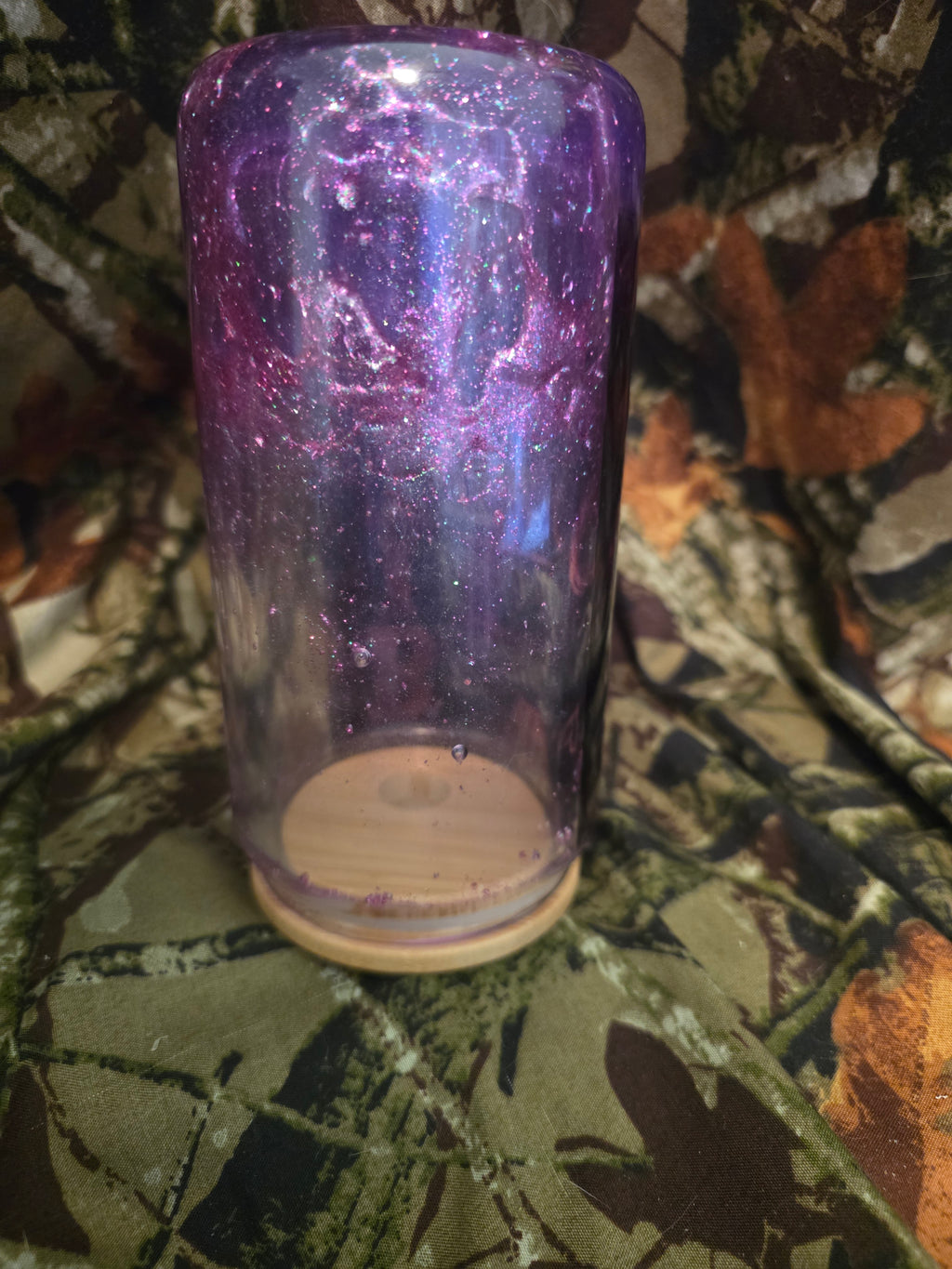 Purple Glitter B.I.T.C.H. Snow Globe Glass Tumbler with Straw