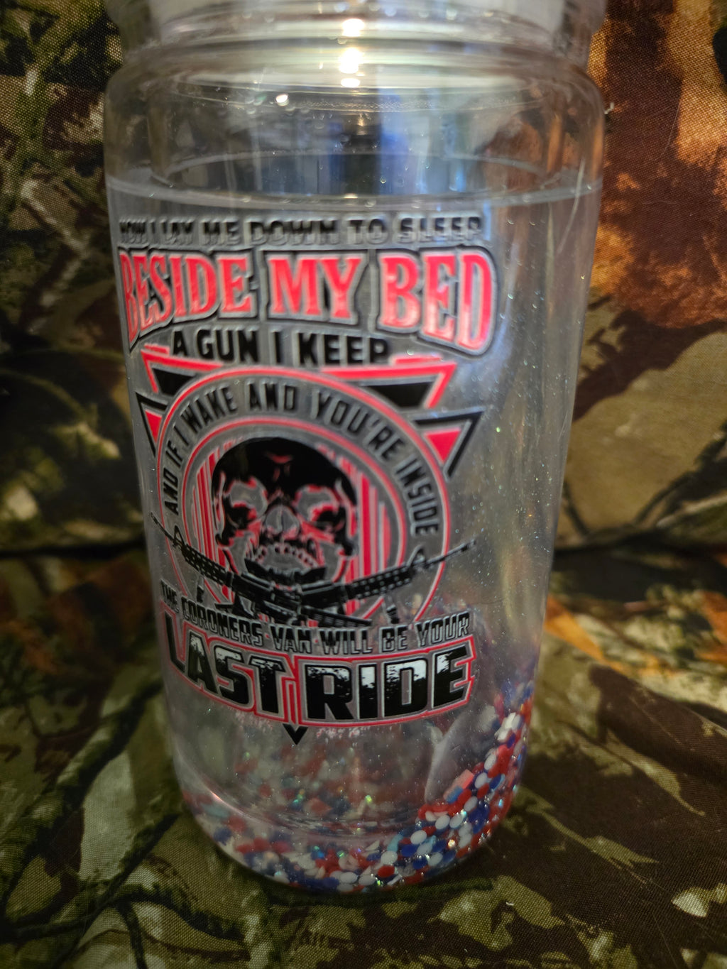 16 oz Plastic Snow Globe Tumbler – Beside My Bed Skull Cup