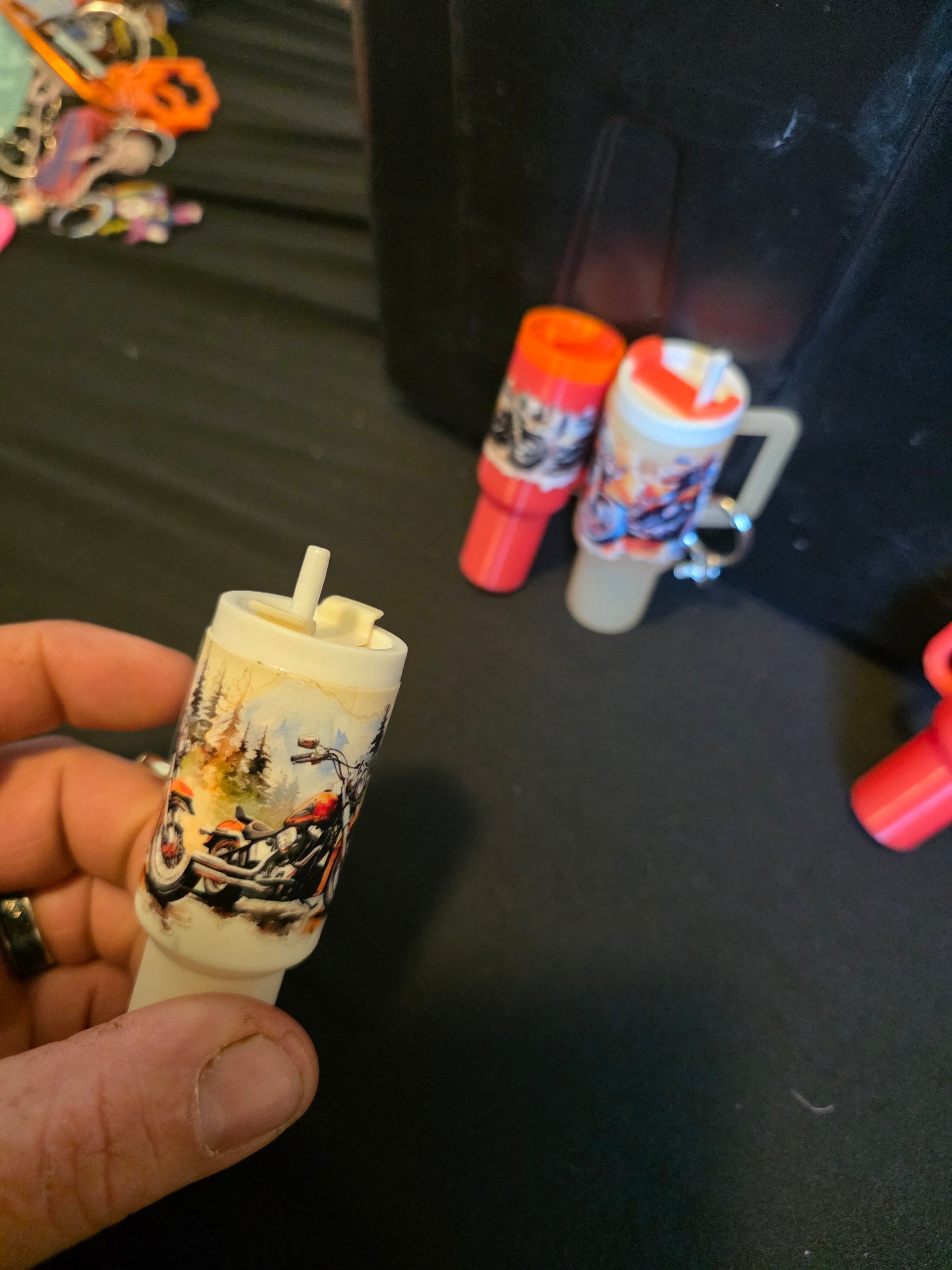 Motorcycle Mini Tumbler Keychain & ChapStick Holder