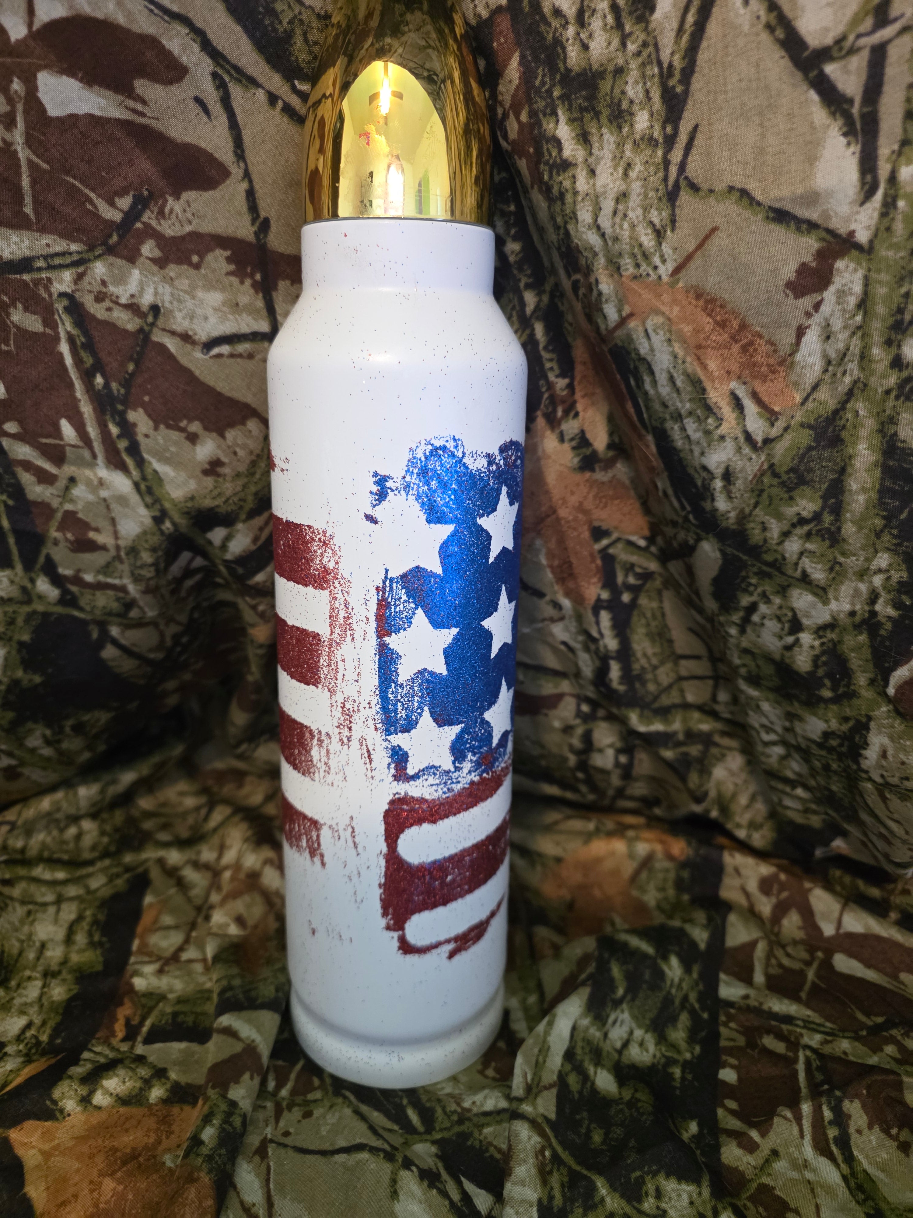 32oz Distressed American Flag Bullet Lid Thermos Tumbler