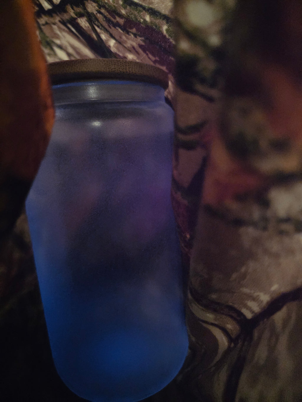 Glow in the Dark Blue Aurora Wolf 16 oz Frosted Glass Cup
