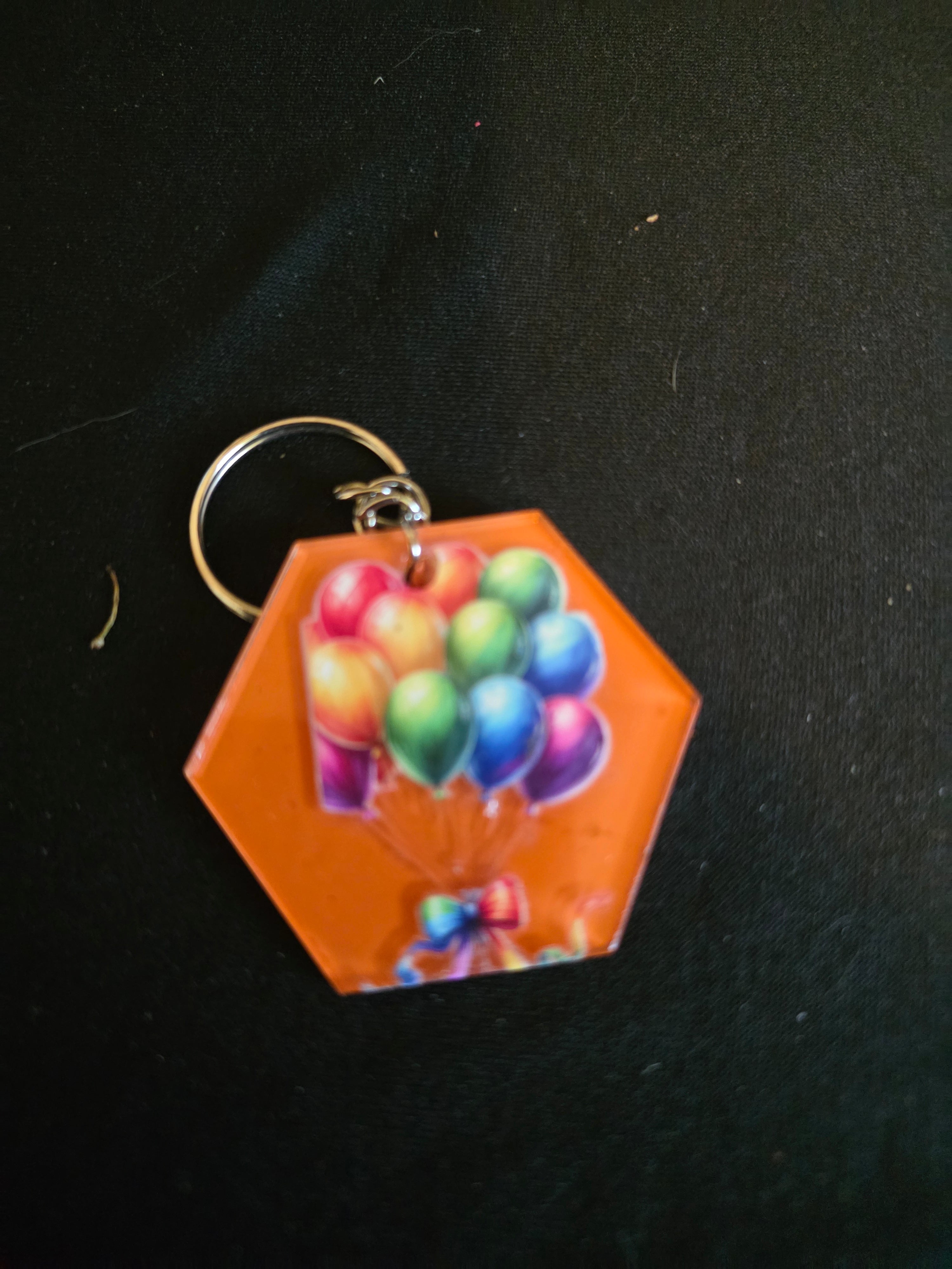Handmade Hexagon Acrylic Keychains – Multiple Designs Available
