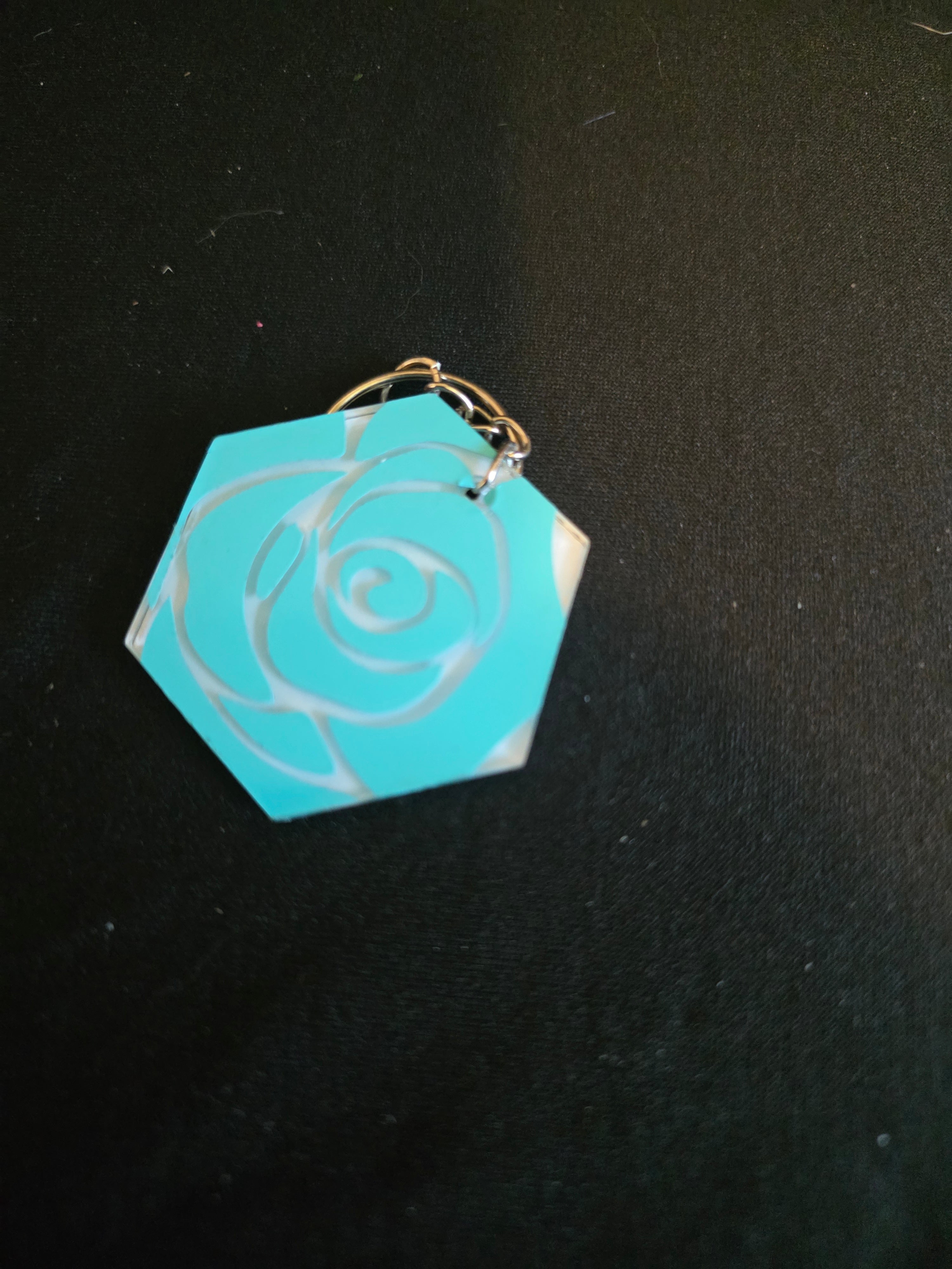 Handmade Hexagon Acrylic Keychains – Multiple Designs Available