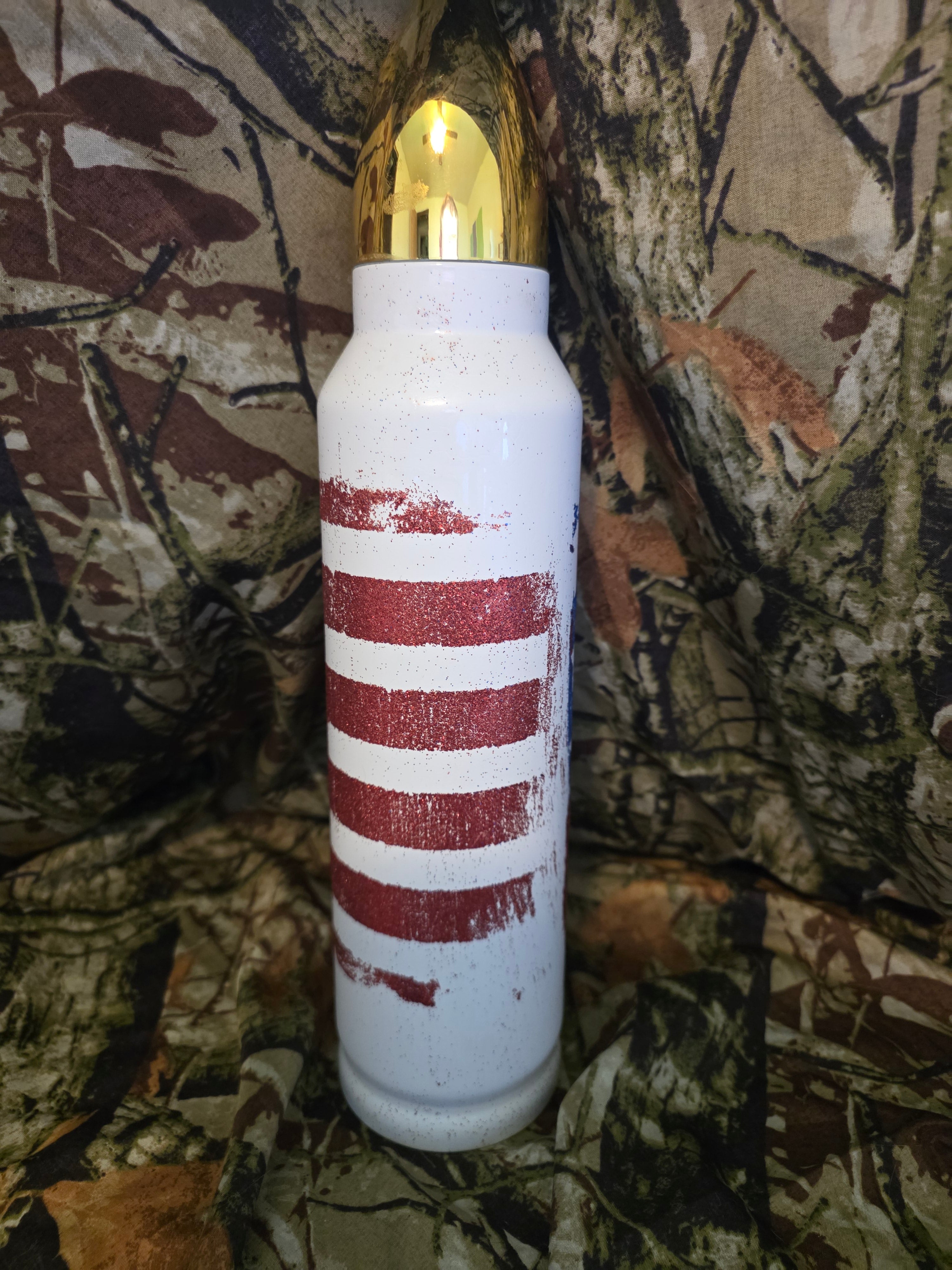 32oz Distressed American Flag Bullet Lid Thermos Tumbler