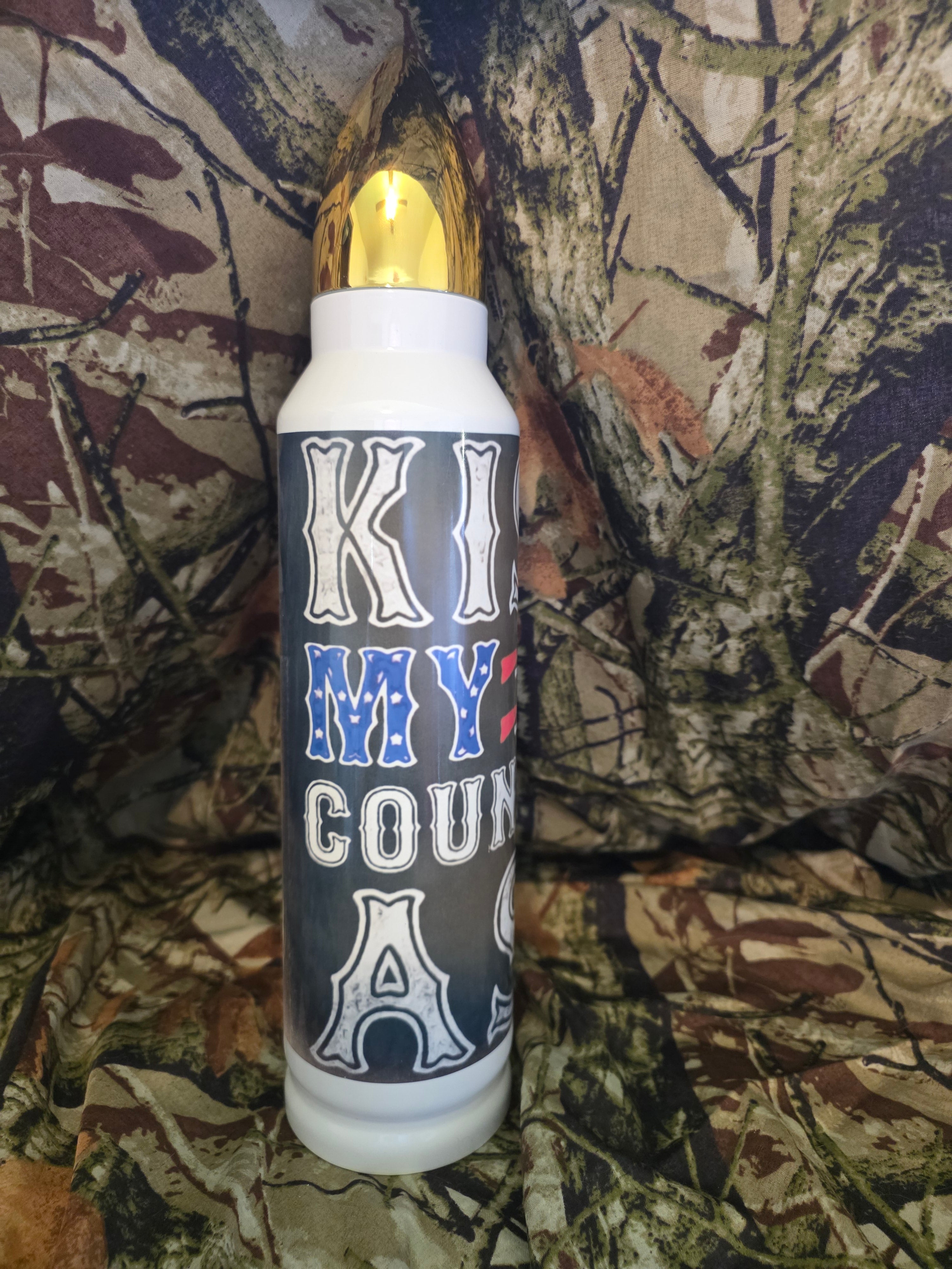 32oz “Kiss My Country Ass” Bullet Lid Thermos Tumbler