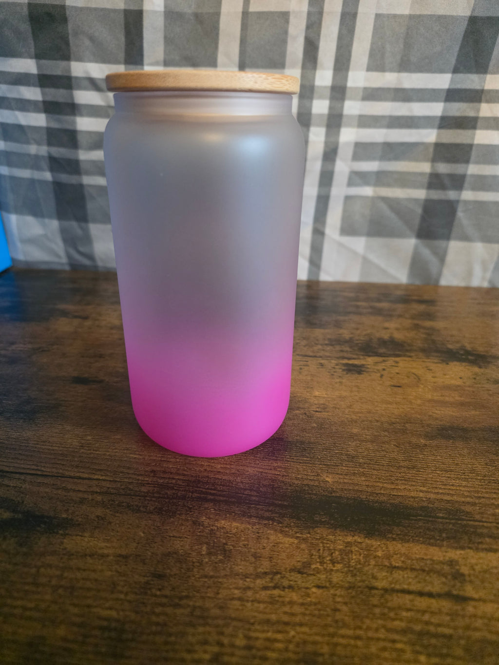 Neighborhood Watch Flamingo 16 oz Frosted Glass Can with Bamboo Lid