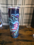 Patriotic Sea Turtle Heart 30 oz Skinny Tumbler