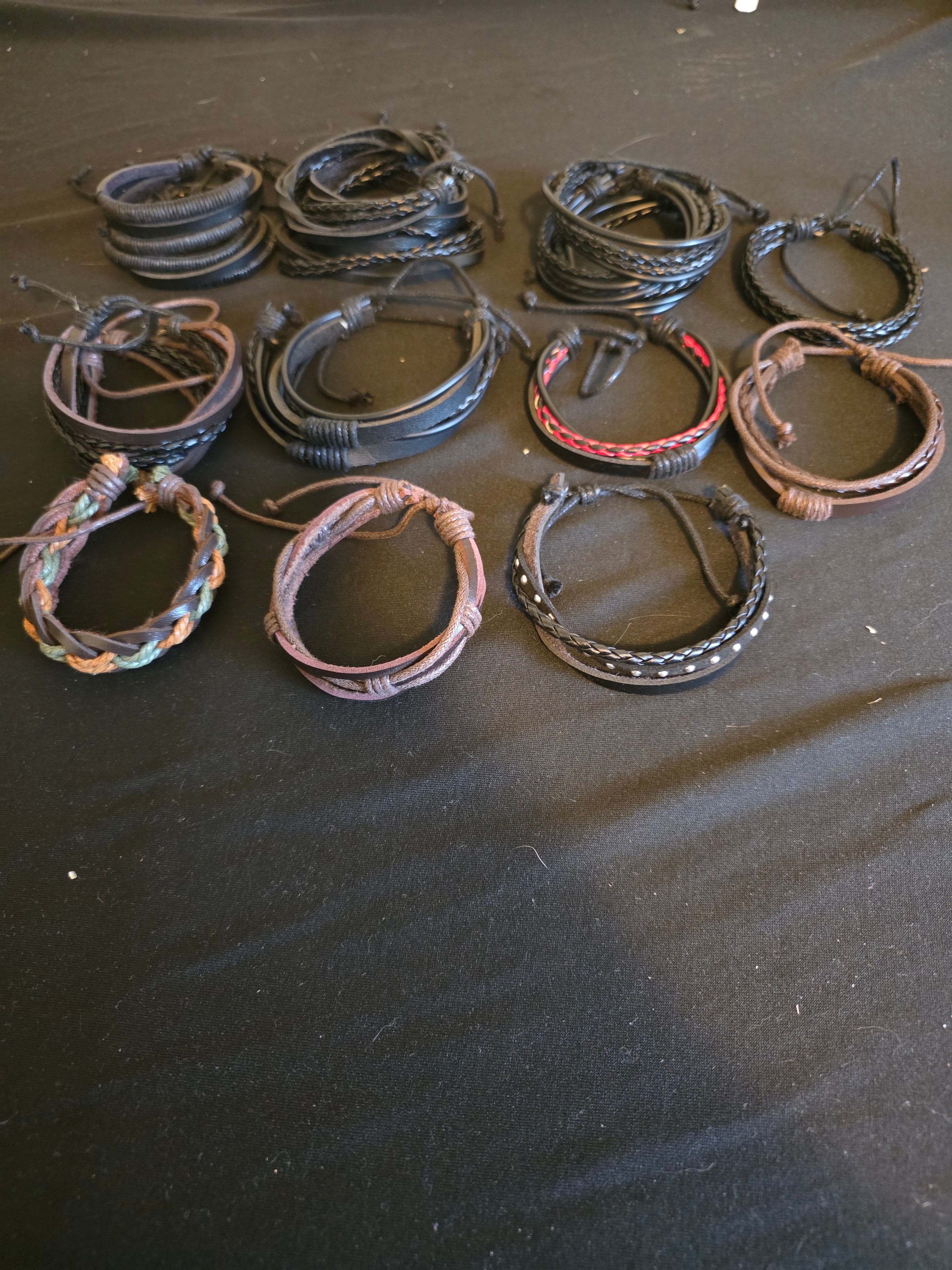 Classic Leather Bracelet Collection II – Adjustable Braided & Layered Leather Bracelets