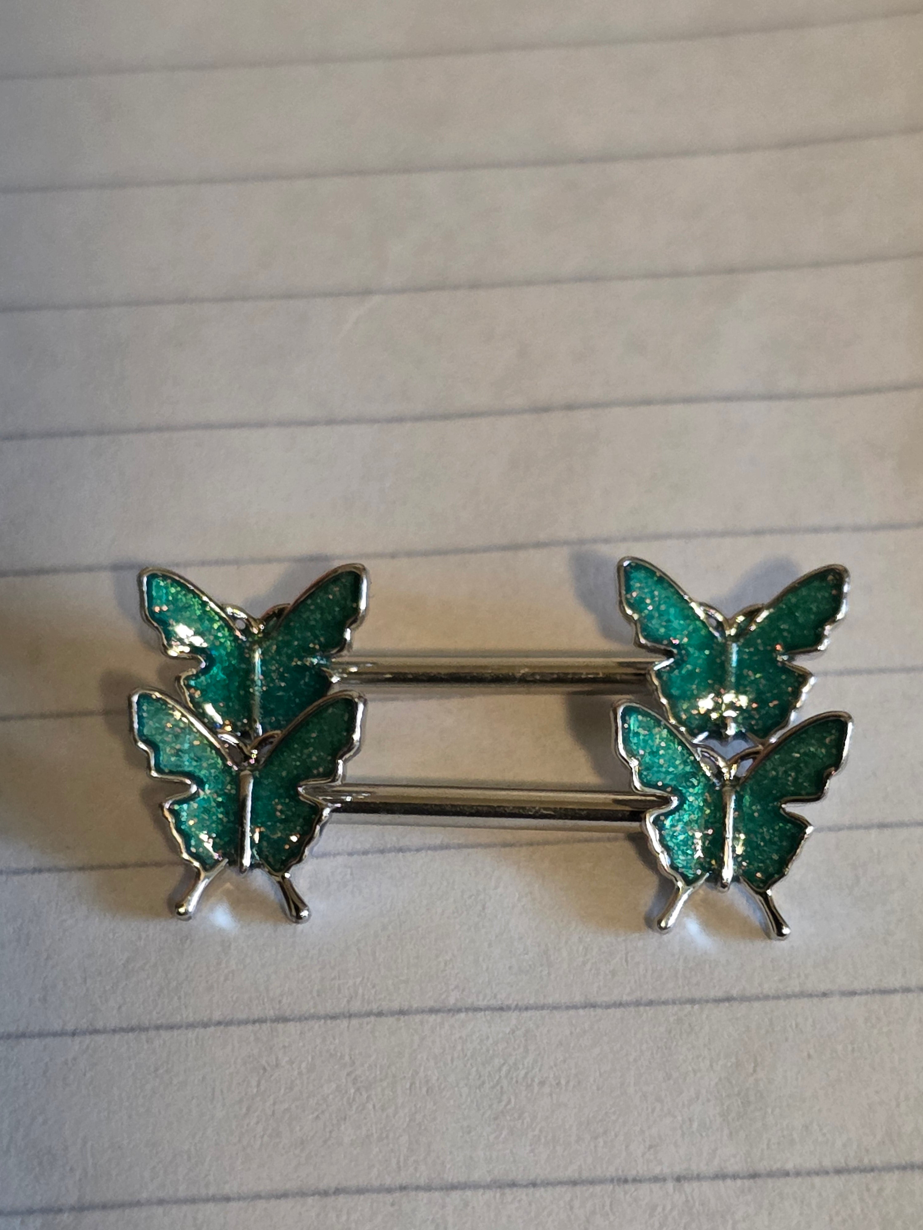 Surgical Steel Decorative Nipple Barbells – Floral & Butterfly Designs