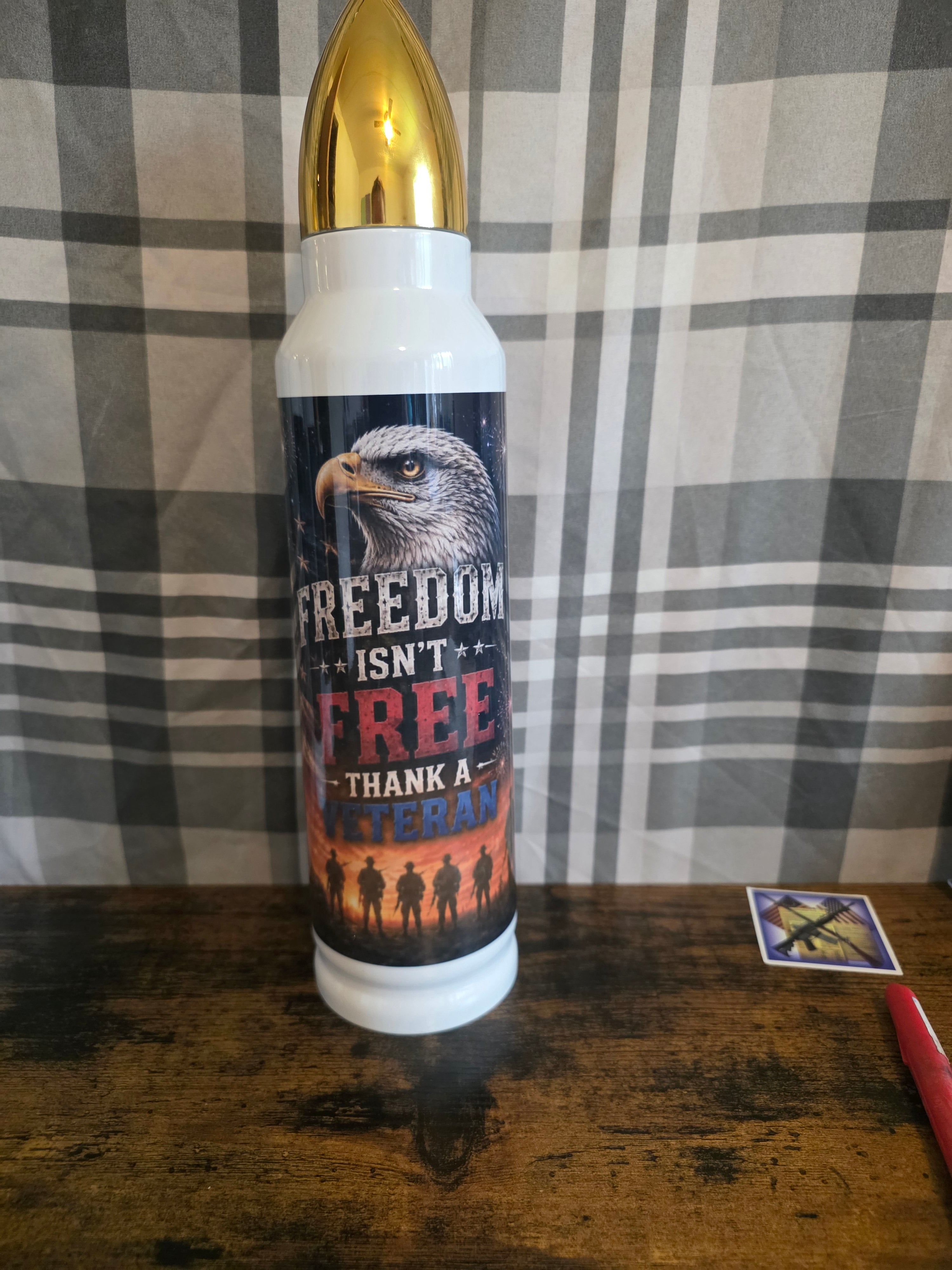 Freedom Isn't Free – Thank a Veteran 32 oz Bullet Thermos
