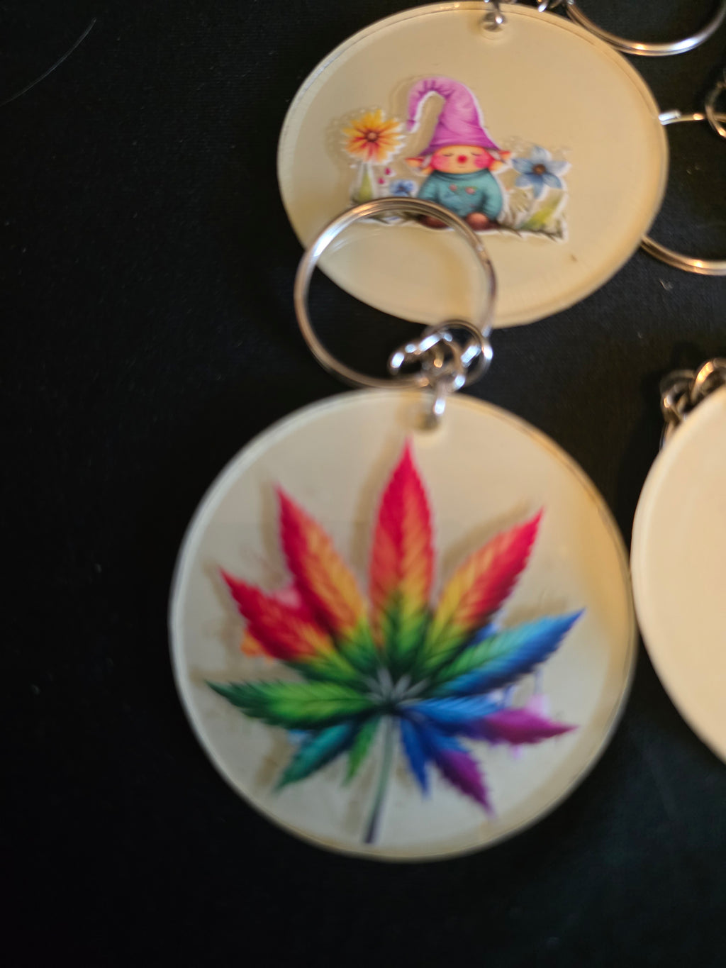Handmade Round Acrylic Keychains – Multiple Designs Available