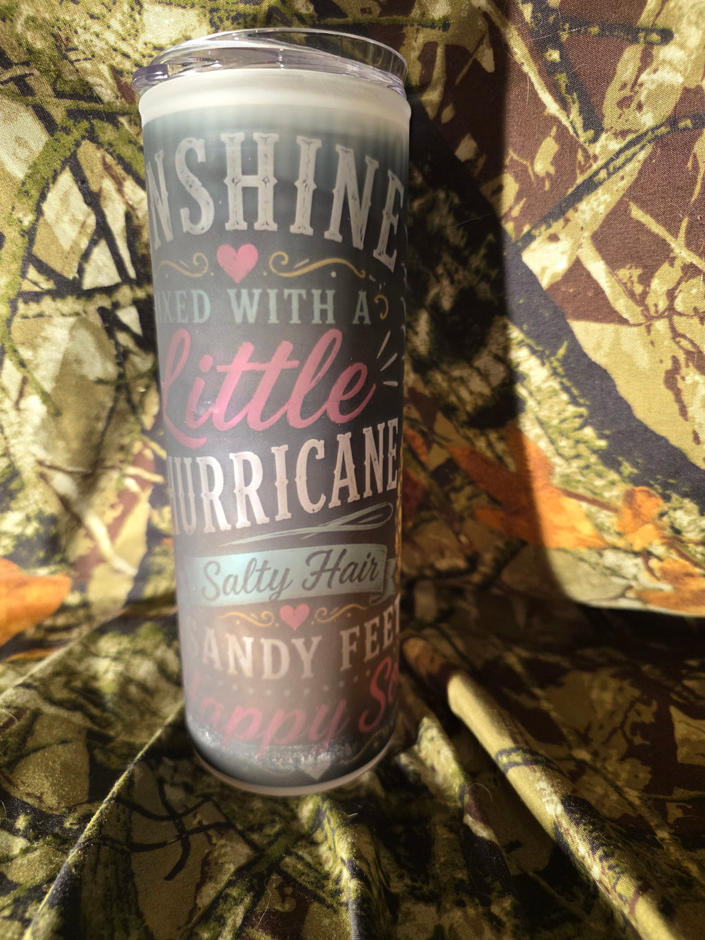 Sunshine Mixed with a Little Hurricane 20 oz Frosted Glass Tumbler
