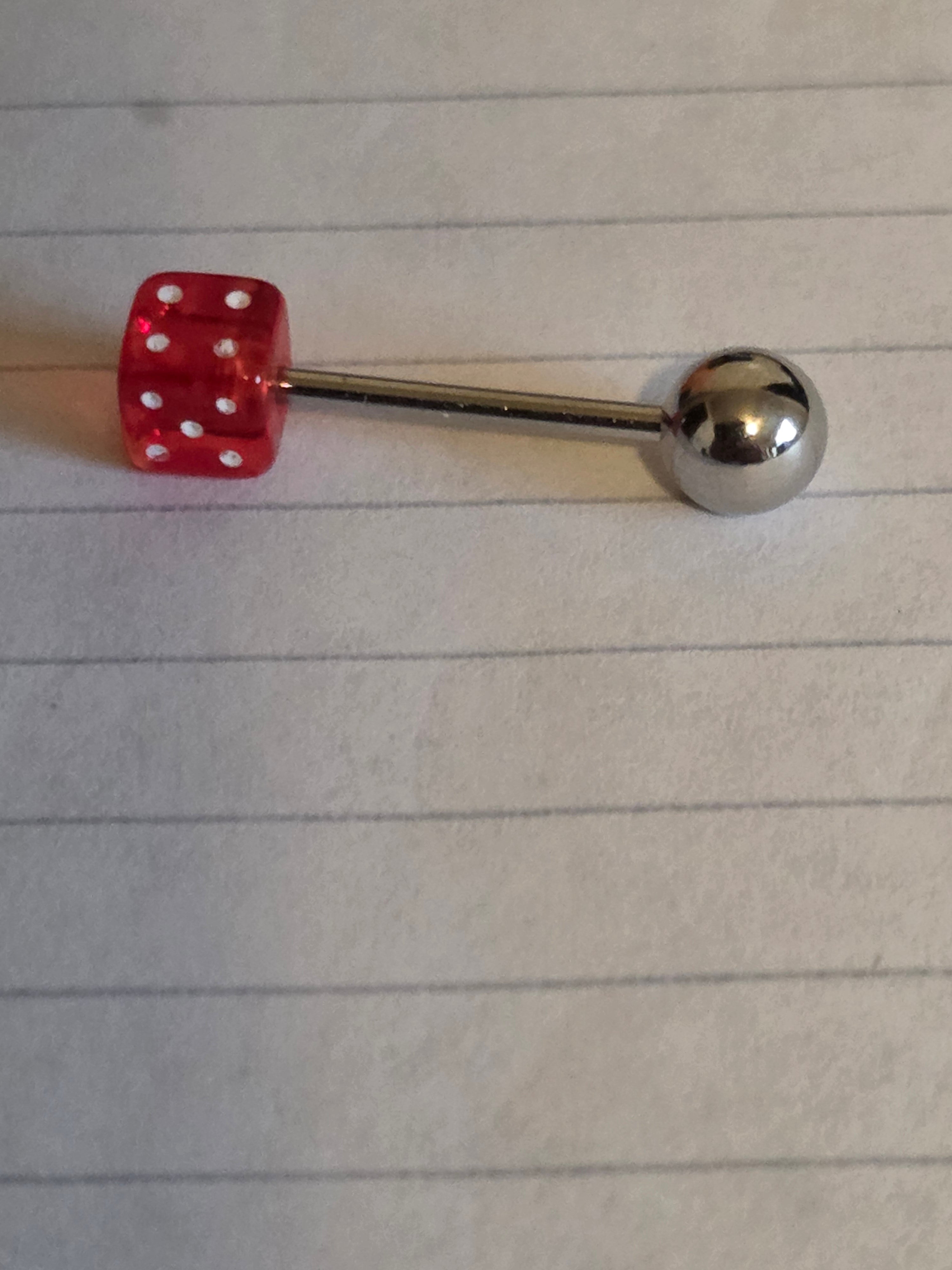 Dice Tongue Ring - Surgical Steel