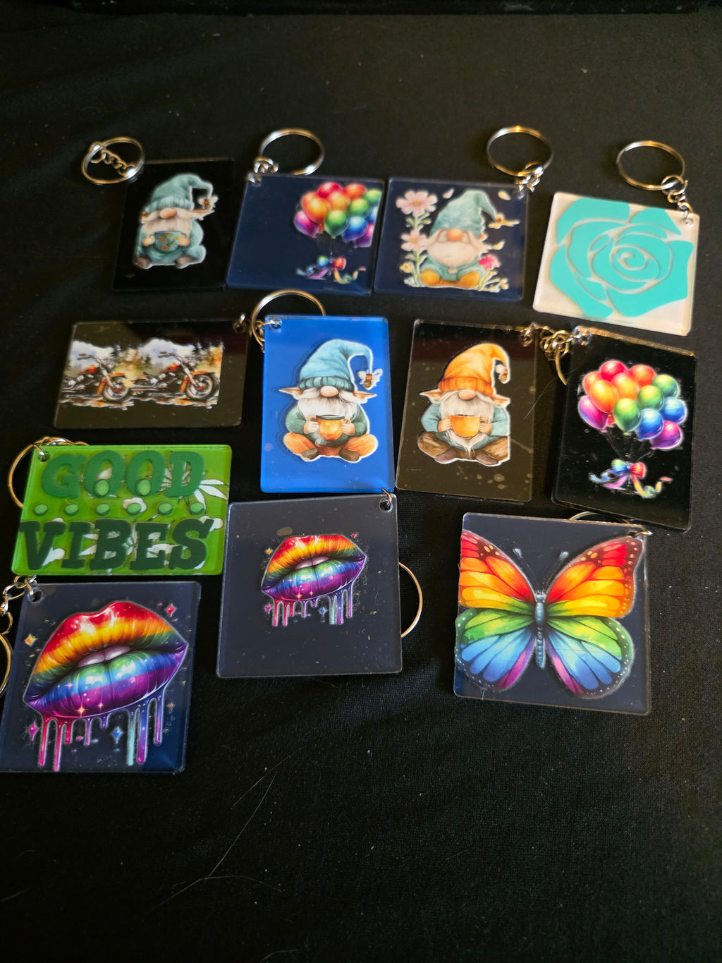 Handmade Acrylic Square Keychains – Assorted Designs