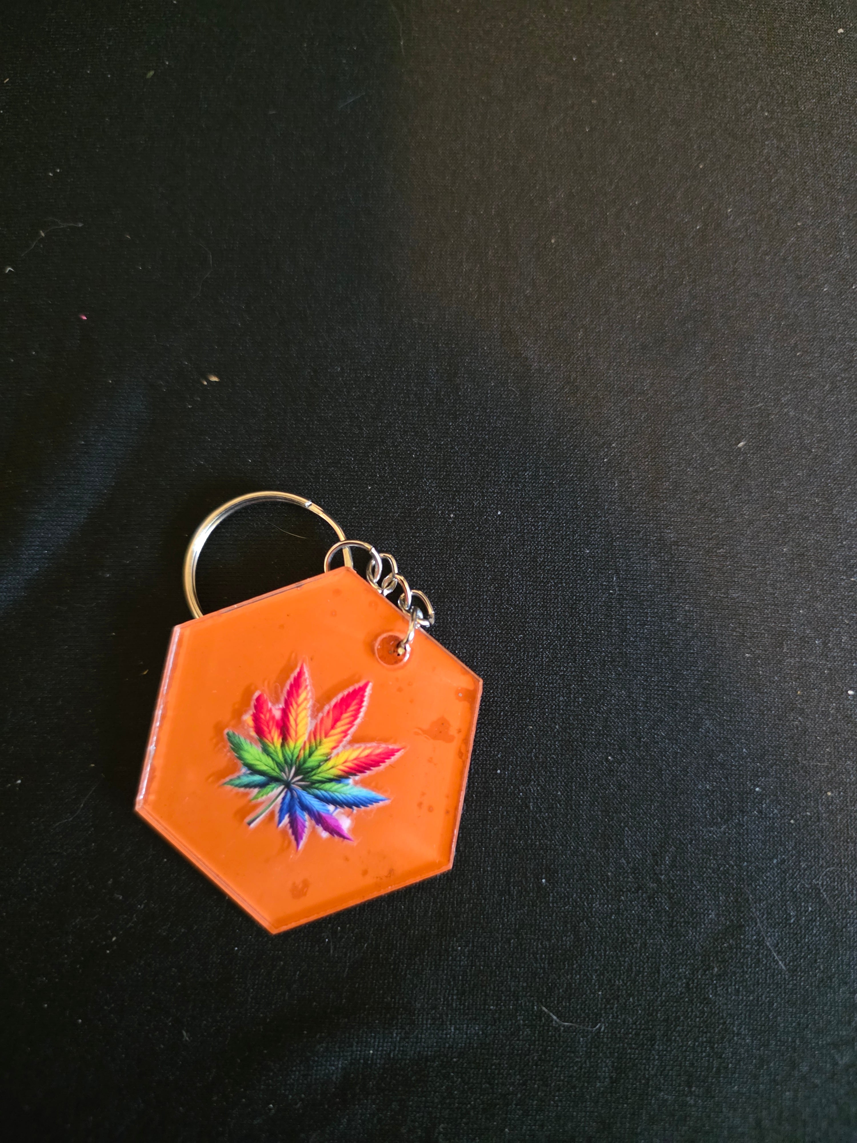 Handmade Hexagon Acrylic Keychains – Multiple Designs Available