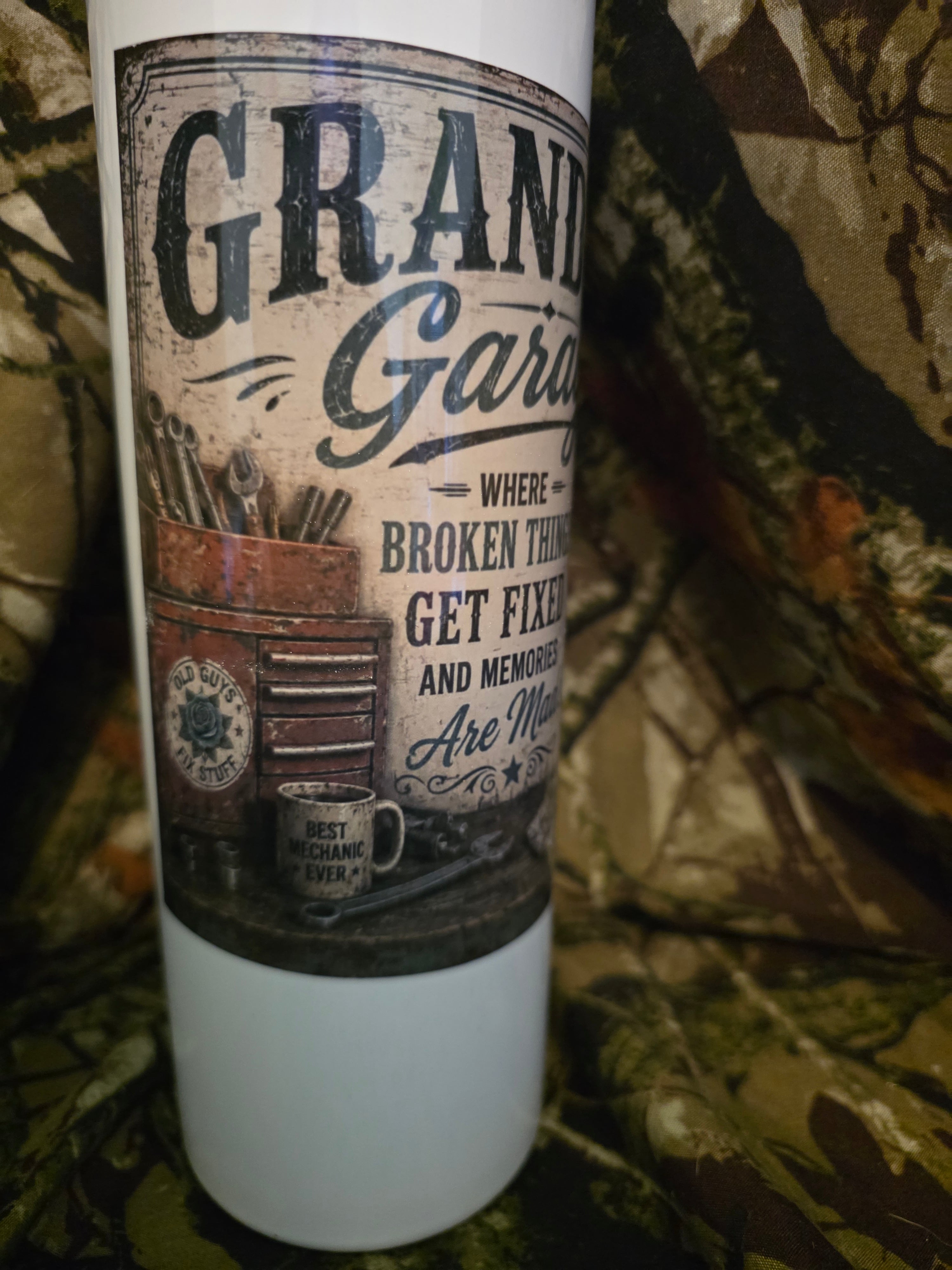 Grandpa's Garage Where Broken Things Get Fixed and Memories Are Made 30 oz Skinny Tumbler