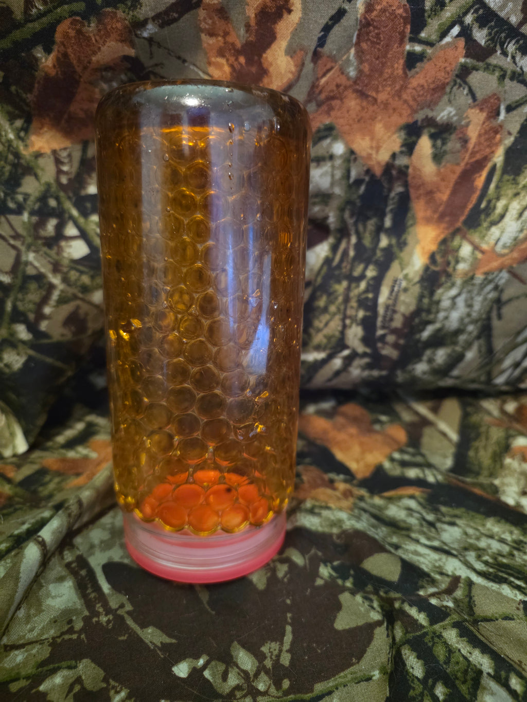 20 oz Plastic Snow Globe Tumbler – Amber Bubble Texture Glitter cup