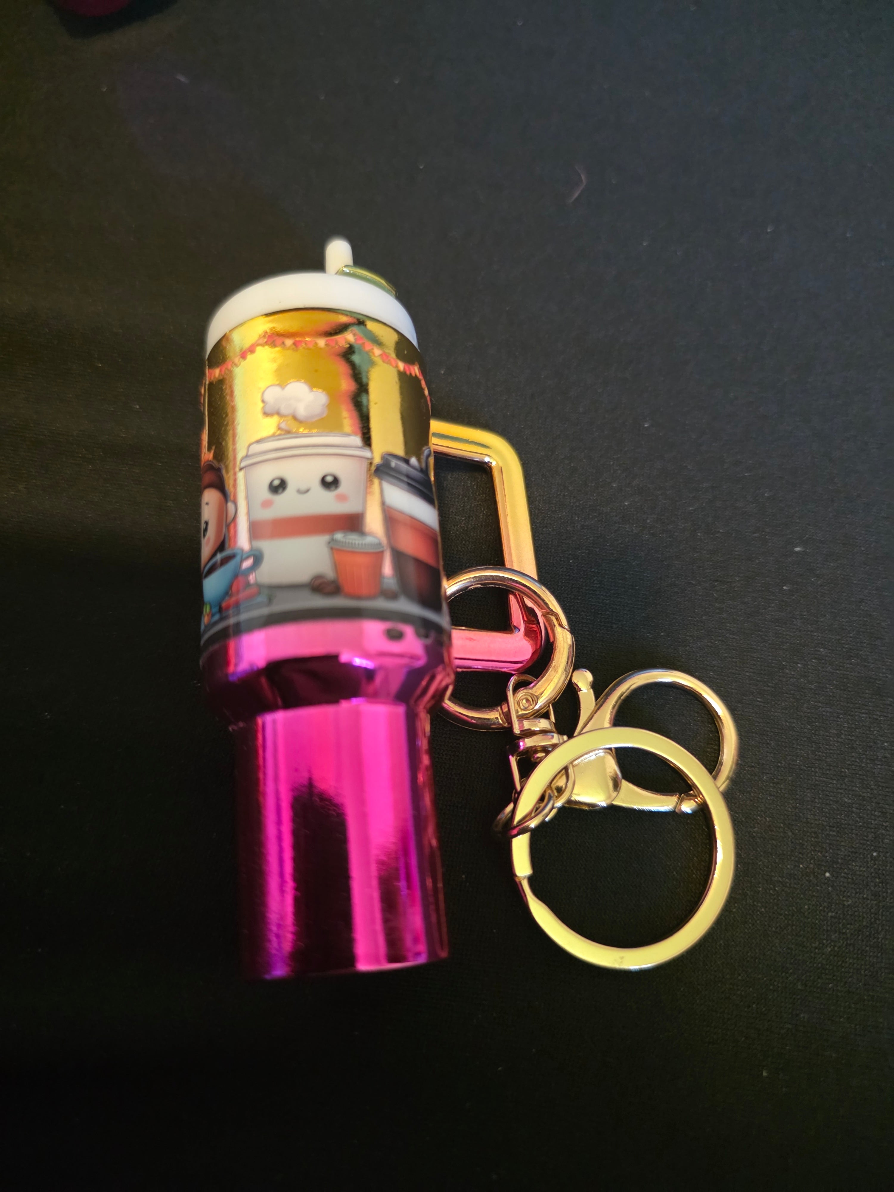 Coffee & Beverage Mini Tumbler Keychain & ChapStick Holder