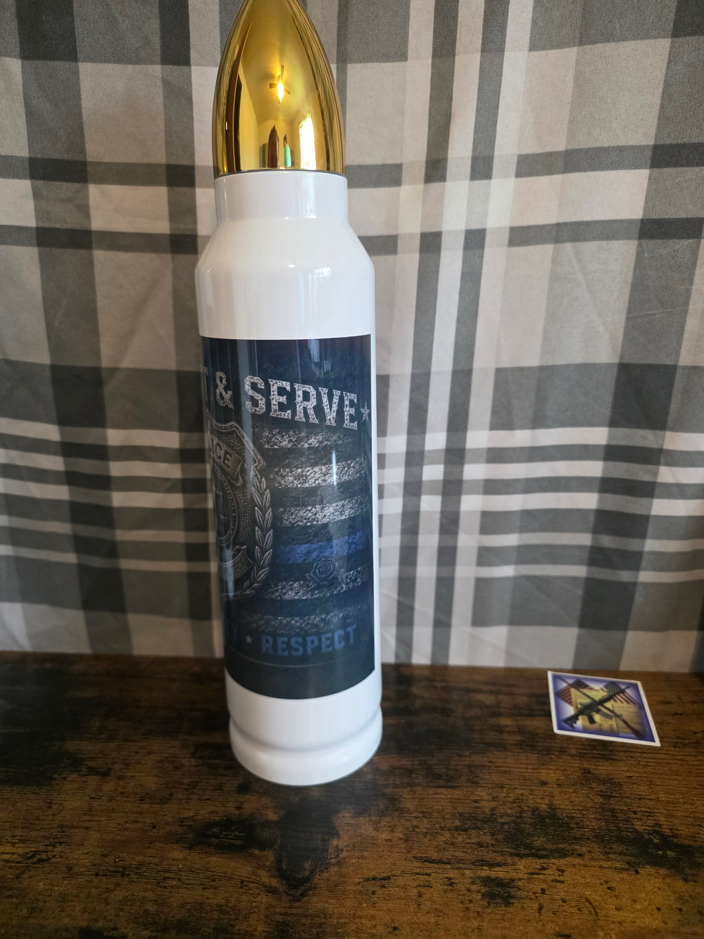 Thin Blue Line Police Tribute 32 oz Bullet Thermos