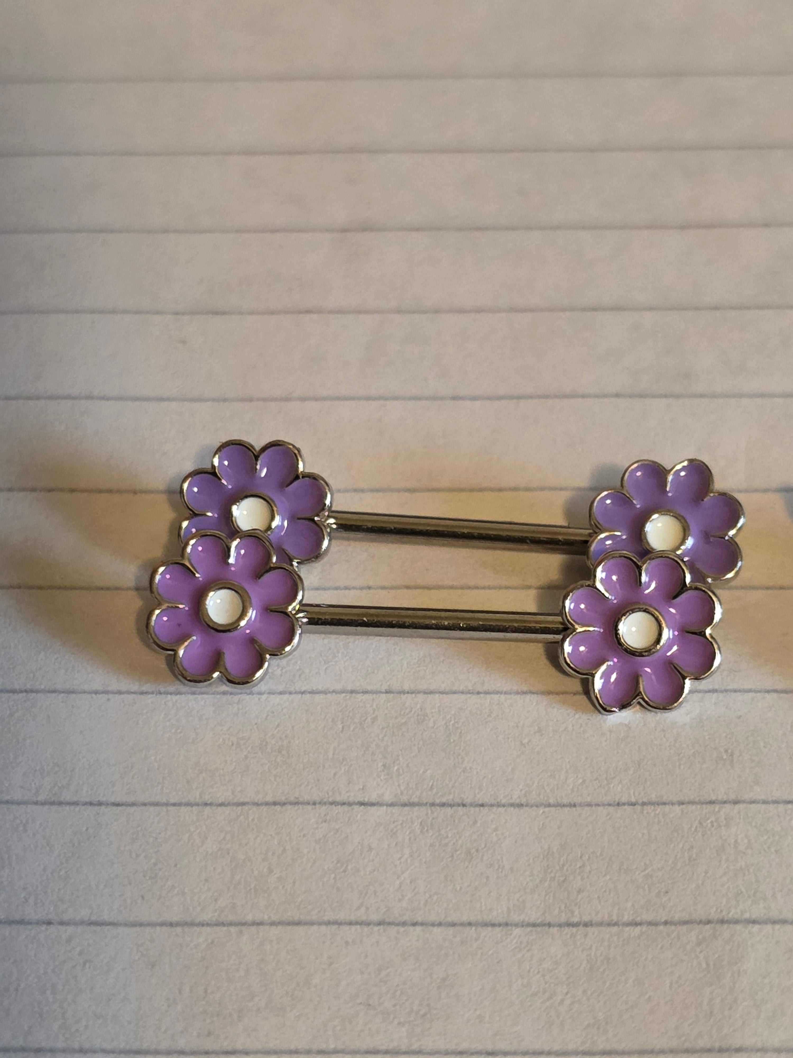 Surgical Steel Decorative Nipple Barbells – Floral & Butterfly Designs