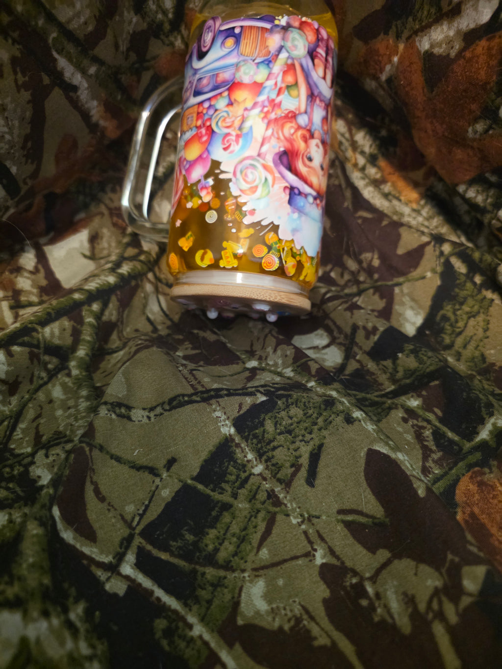 Candy Village Snow Globe Glass Tumbler with Straw