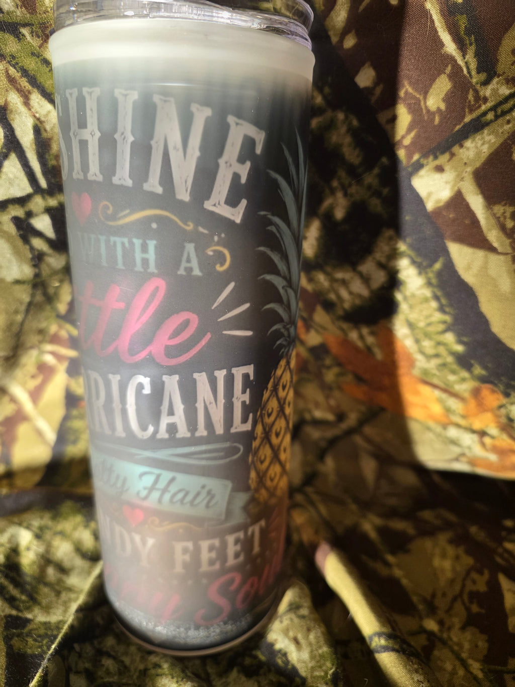 Sunshine Mixed with a Little Hurricane 20 oz Frosted Glass Tumbler