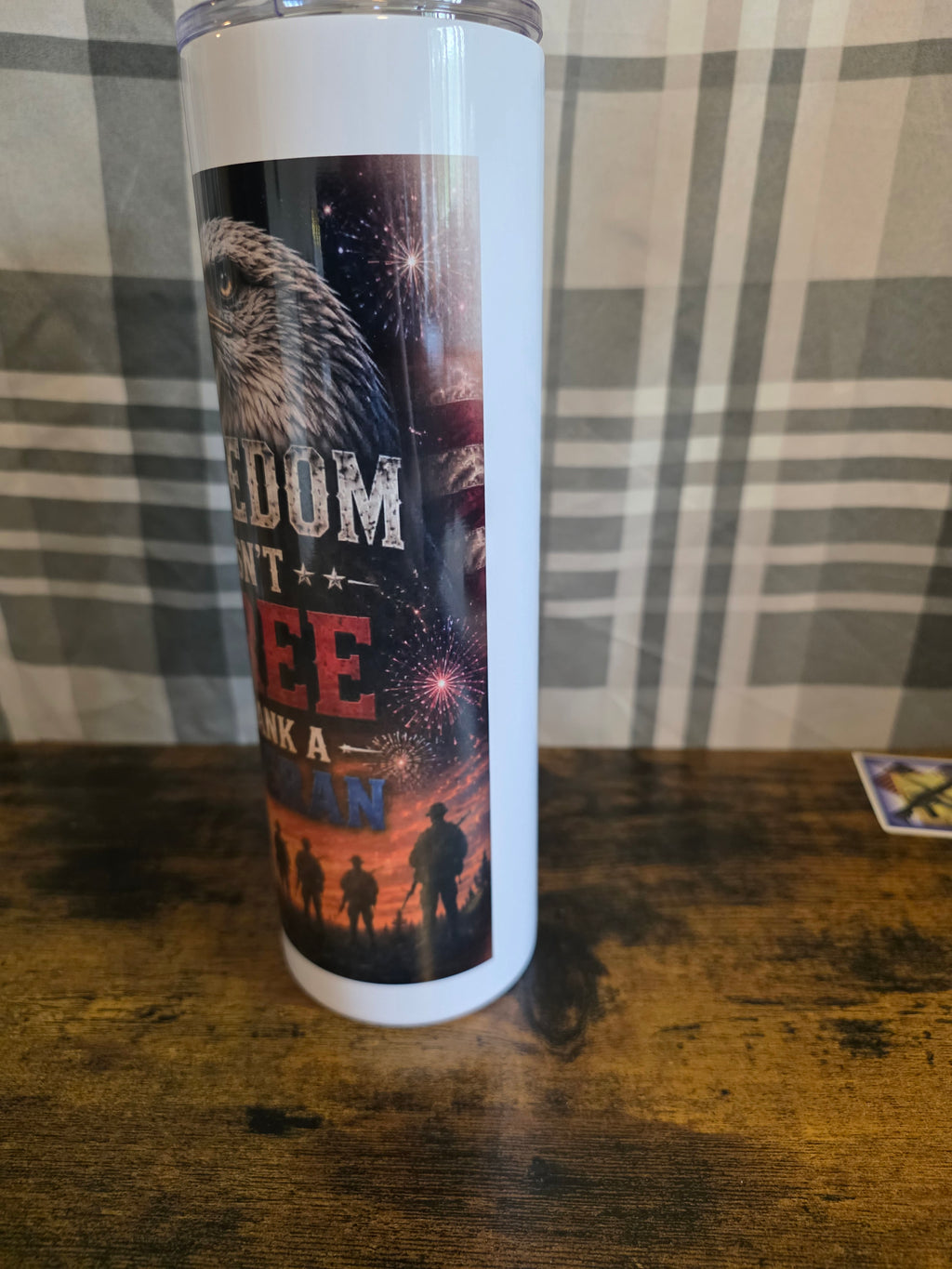 Freedom Isn't Free Eagle Veteran 30 oz Stainless Steel Insulated Tumbler
