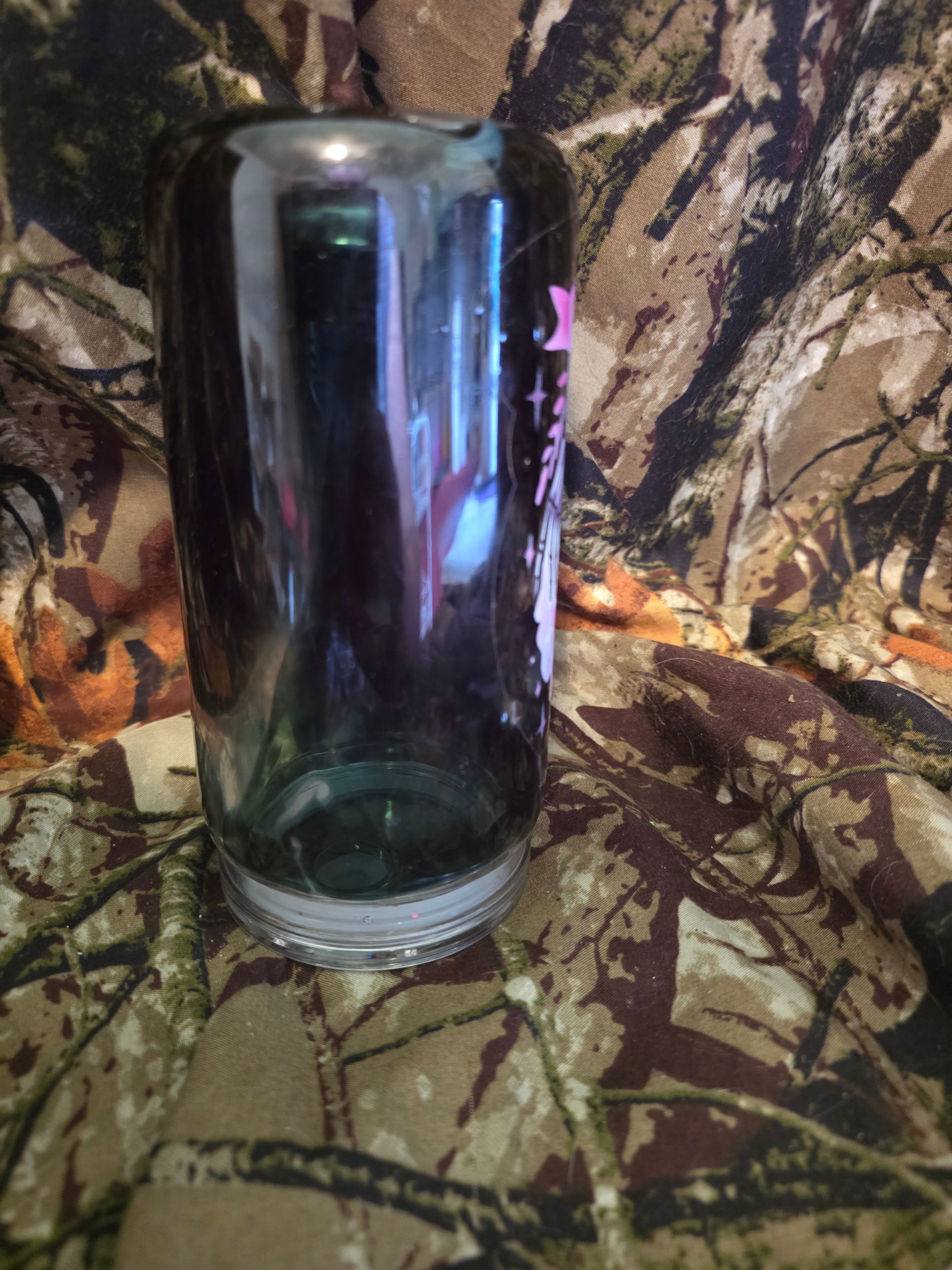 16 oz Plastic Snow Globe Tumbler – Pink Skeleton Coffee Design