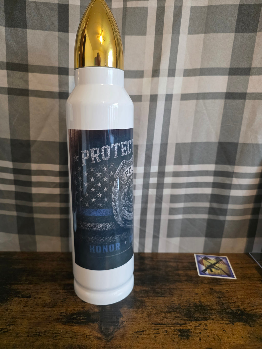 Thin Blue Line Police Tribute 32 oz Bullet Thermos