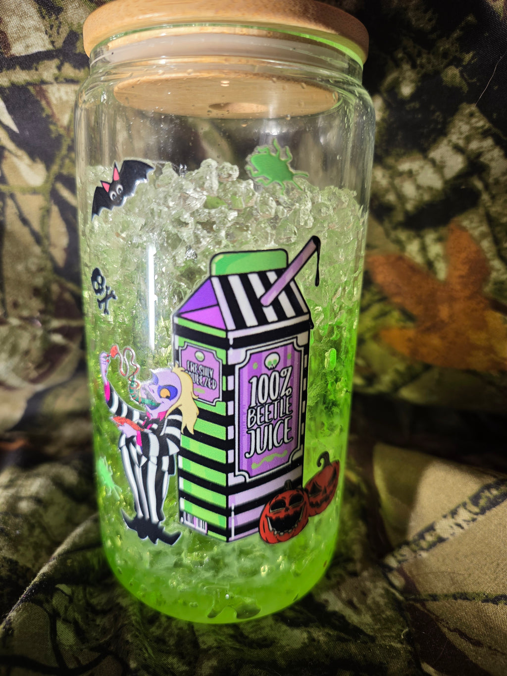Spooky bug juice 16 oz Snow Globe Glass Mug with Handle