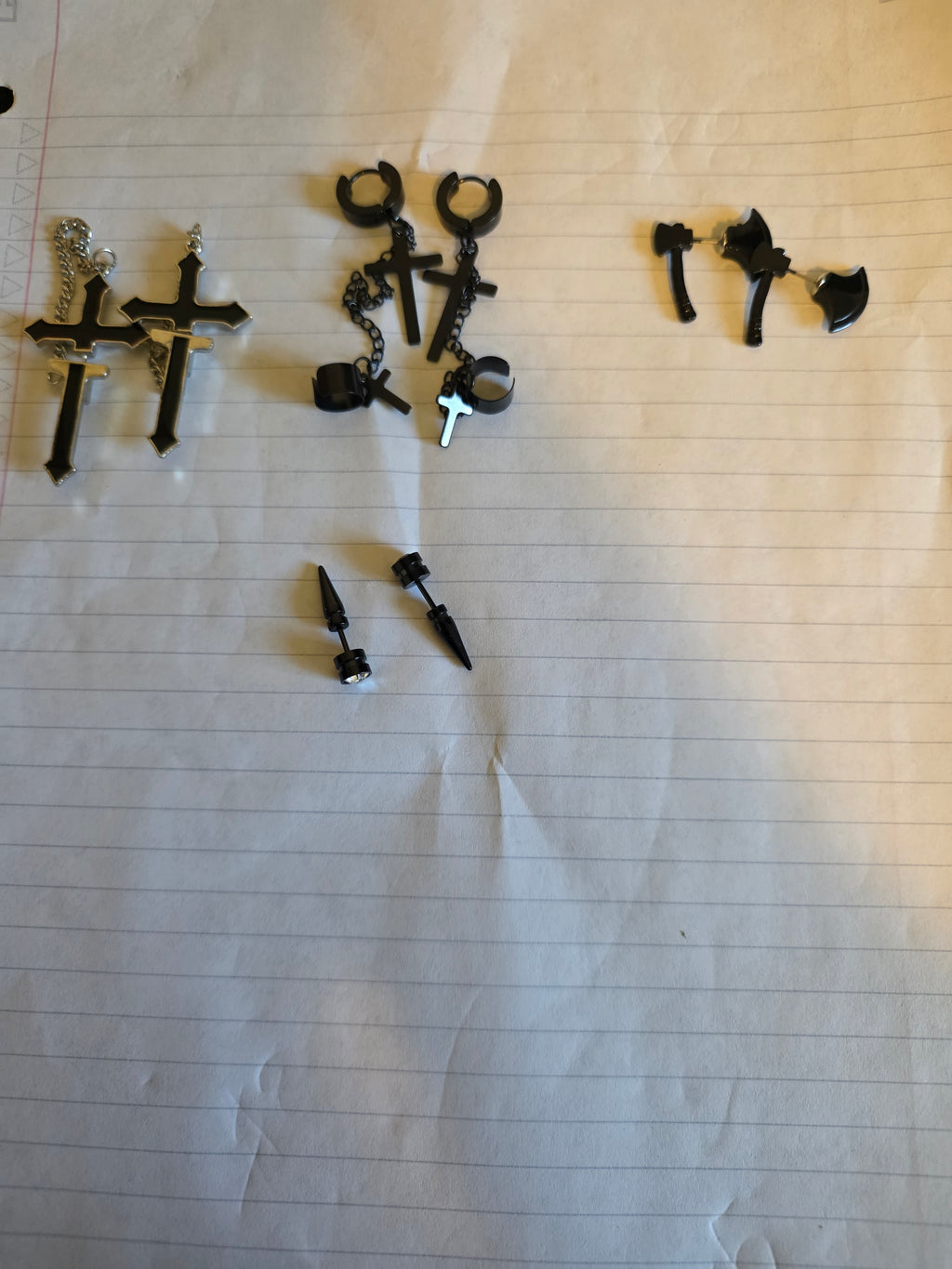 Premium Black Alternative Earring Collection – Cross, Chain, Axe & Spike Styles