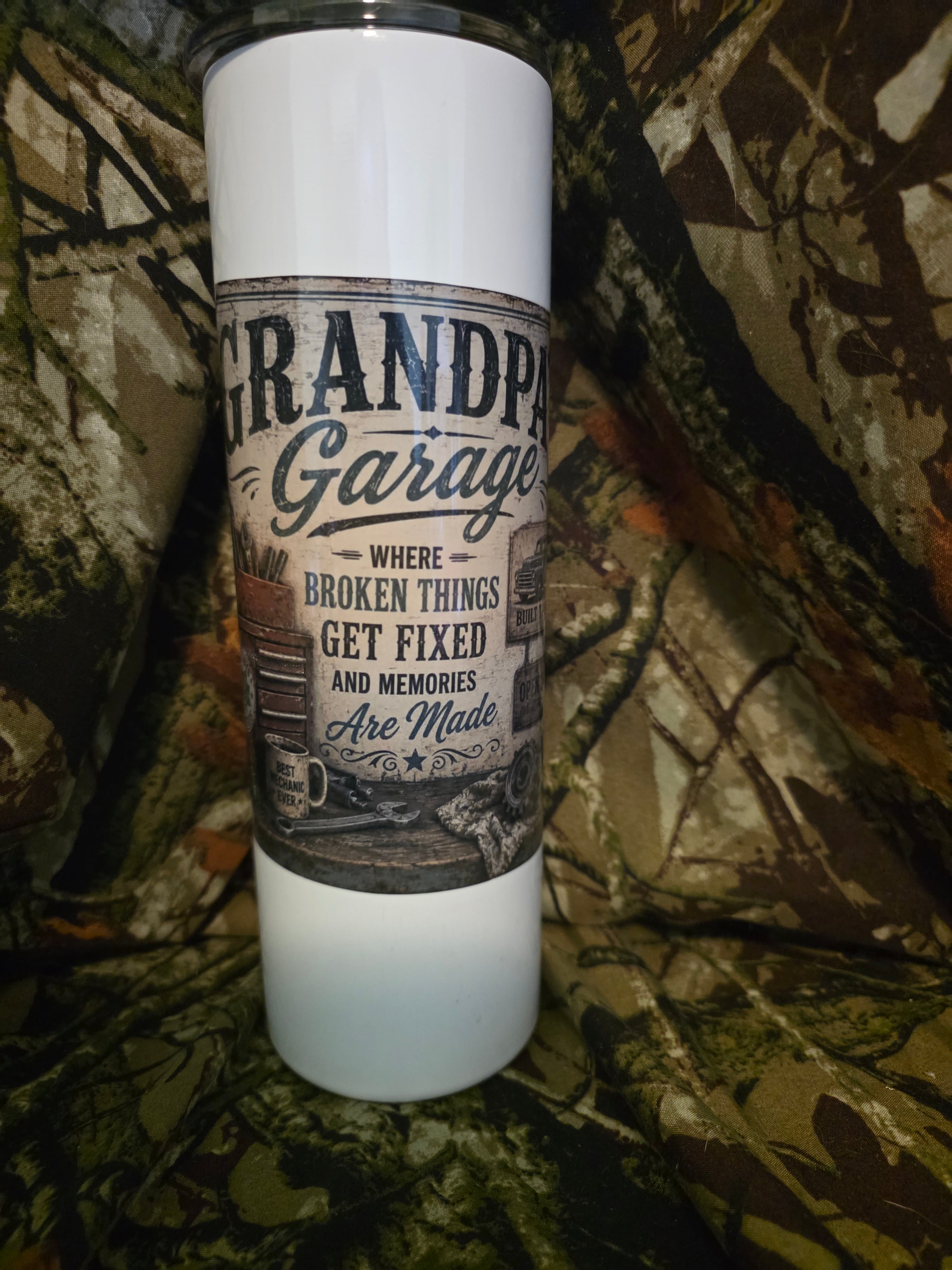Grandpa's Garage Where Broken Things Get Fixed and Memories Are Made 30 oz Skinny Tumbler