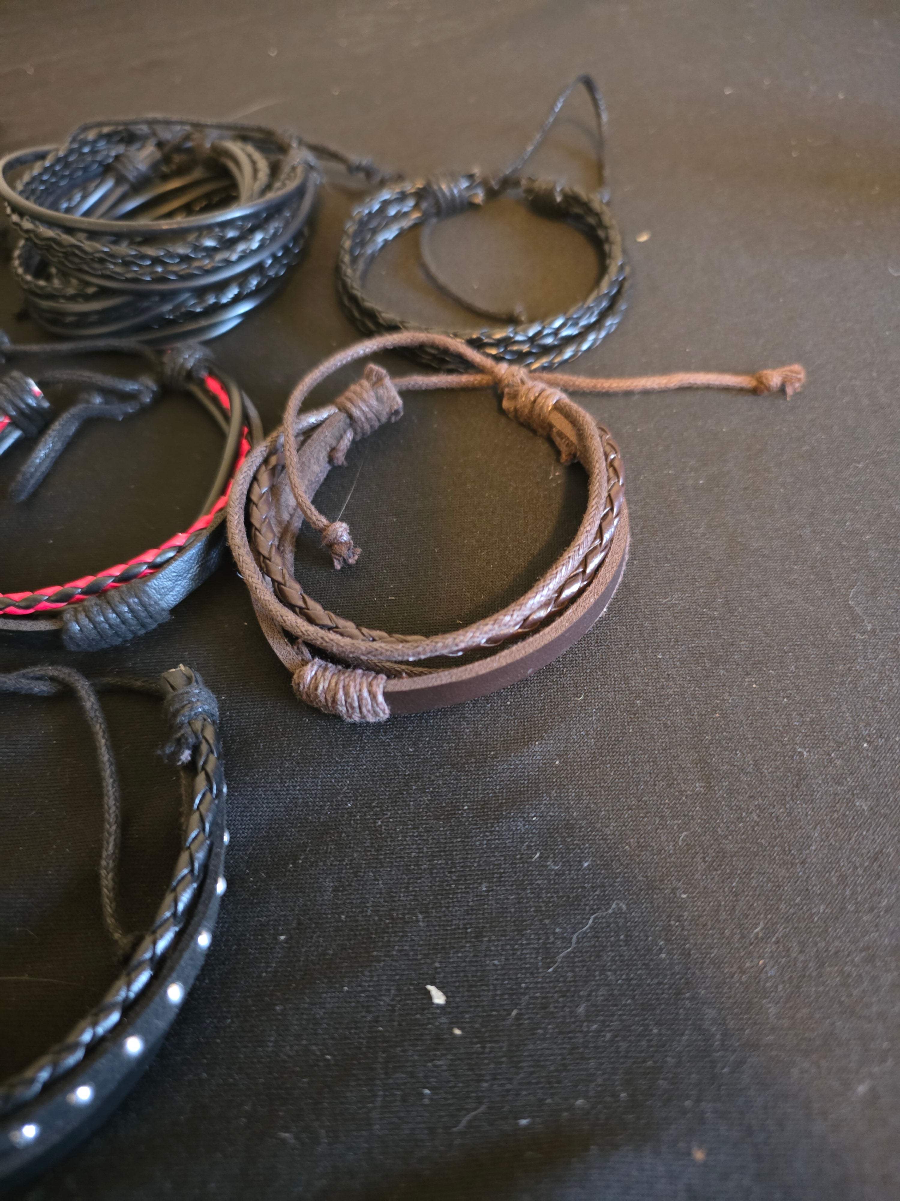 Classic Leather Bracelet Collection II – Adjustable Braided & Layered Leather Bracelets