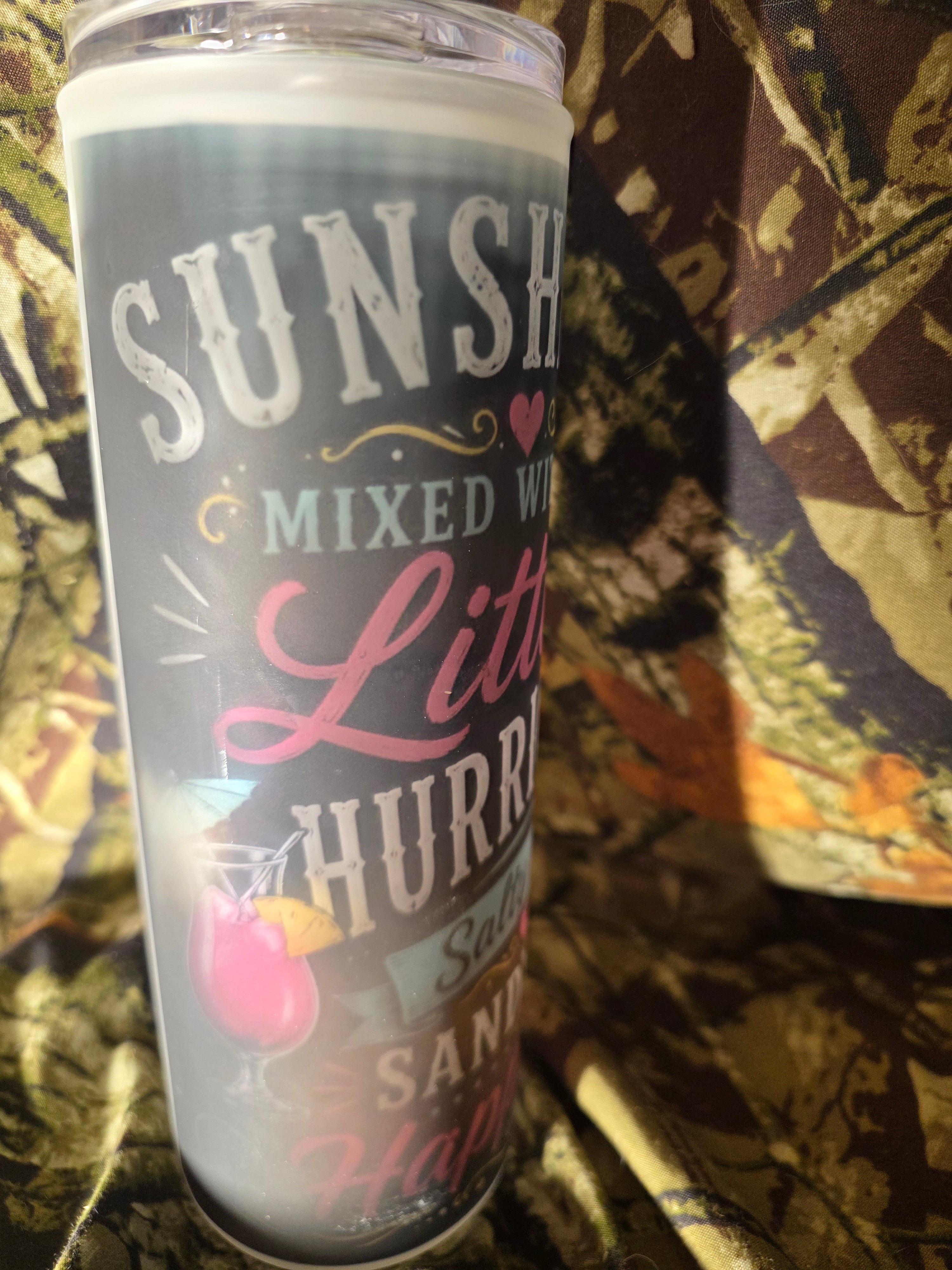 Sunshine Mixed with a Little Hurricane 20 oz Frosted Glass Tumbler