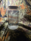 Glow in the Dark Blue Aurora Wolf 16 oz Frosted Glass Cup