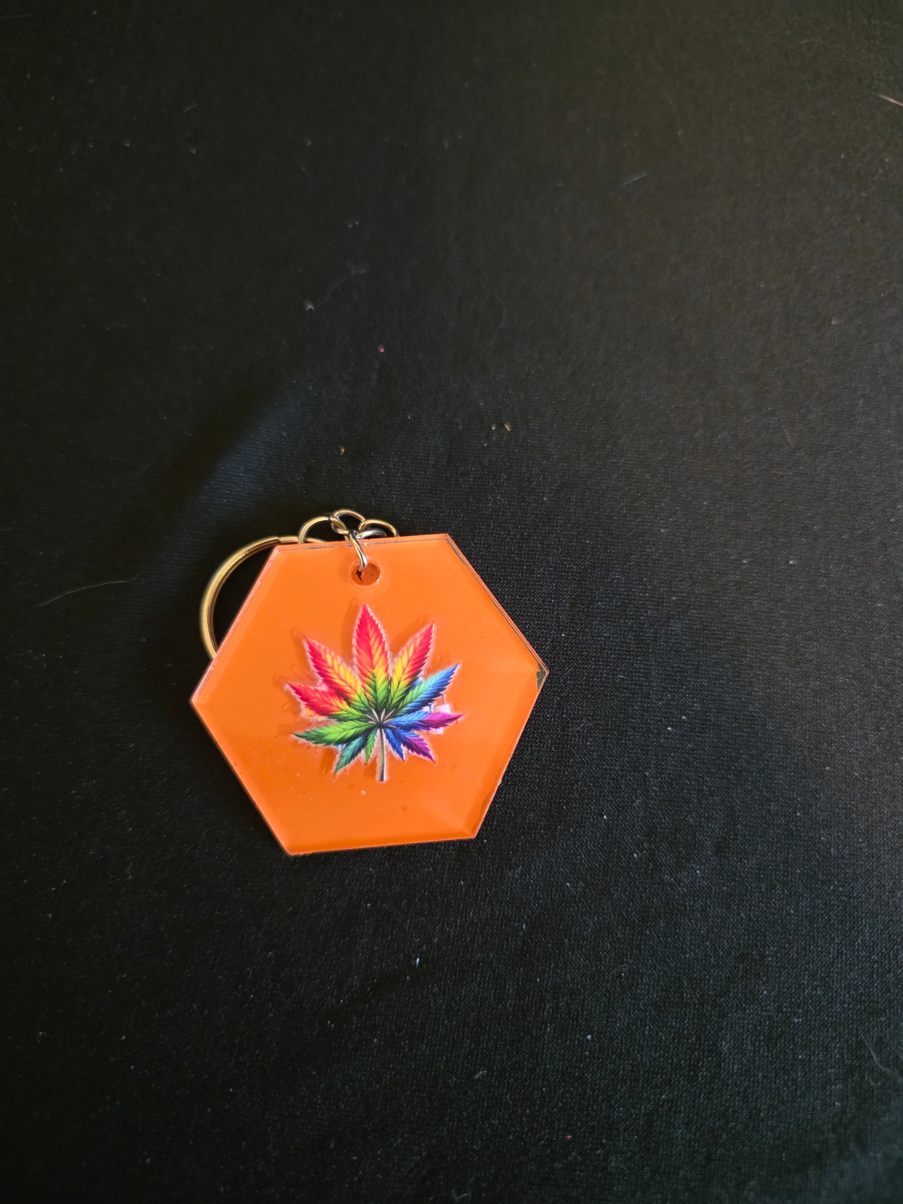Handmade Hexagon Acrylic Keychains – Multiple Designs Available