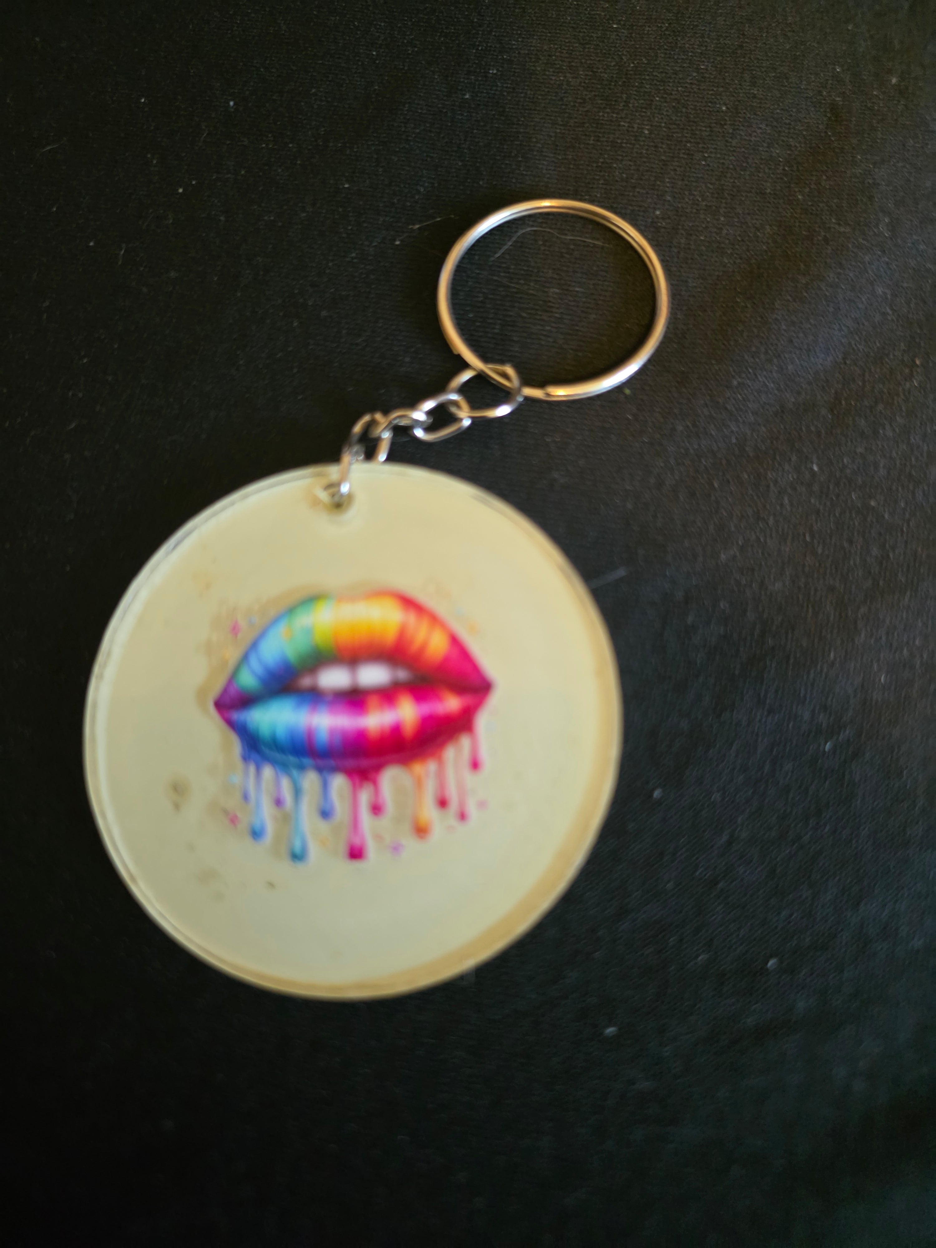 Handmade Round Acrylic Keychains – Multiple Designs Available