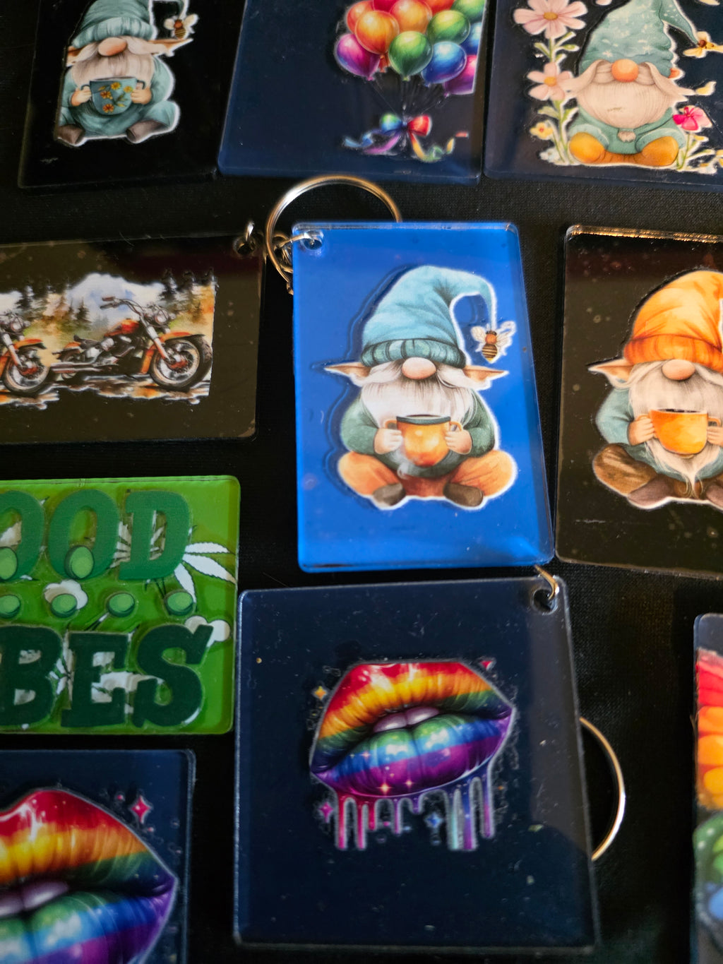 Handmade Acrylic Square Keychains – Assorted Designs