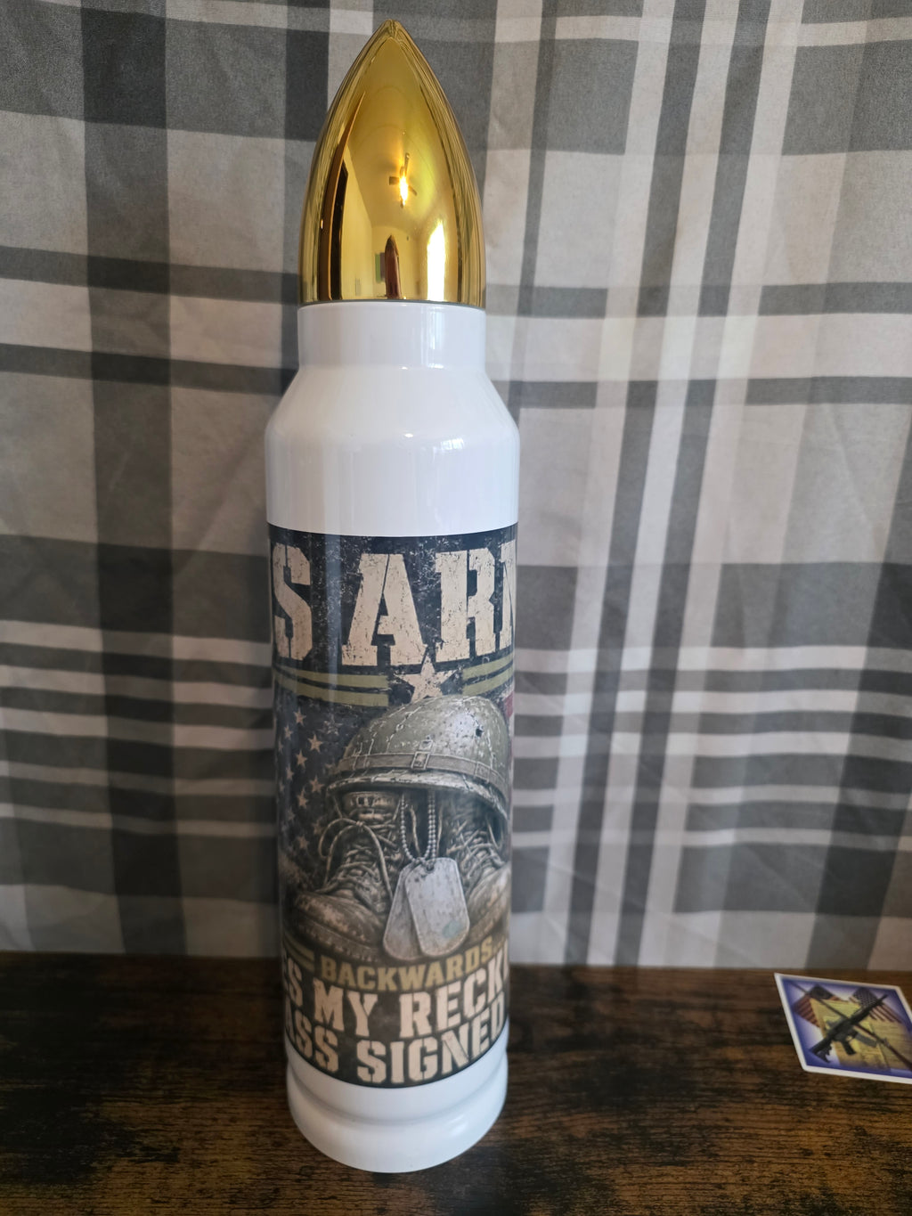 U.S. Army "Yes, My Reckless A** Signed Up" 32 oz Bullet Thermos
